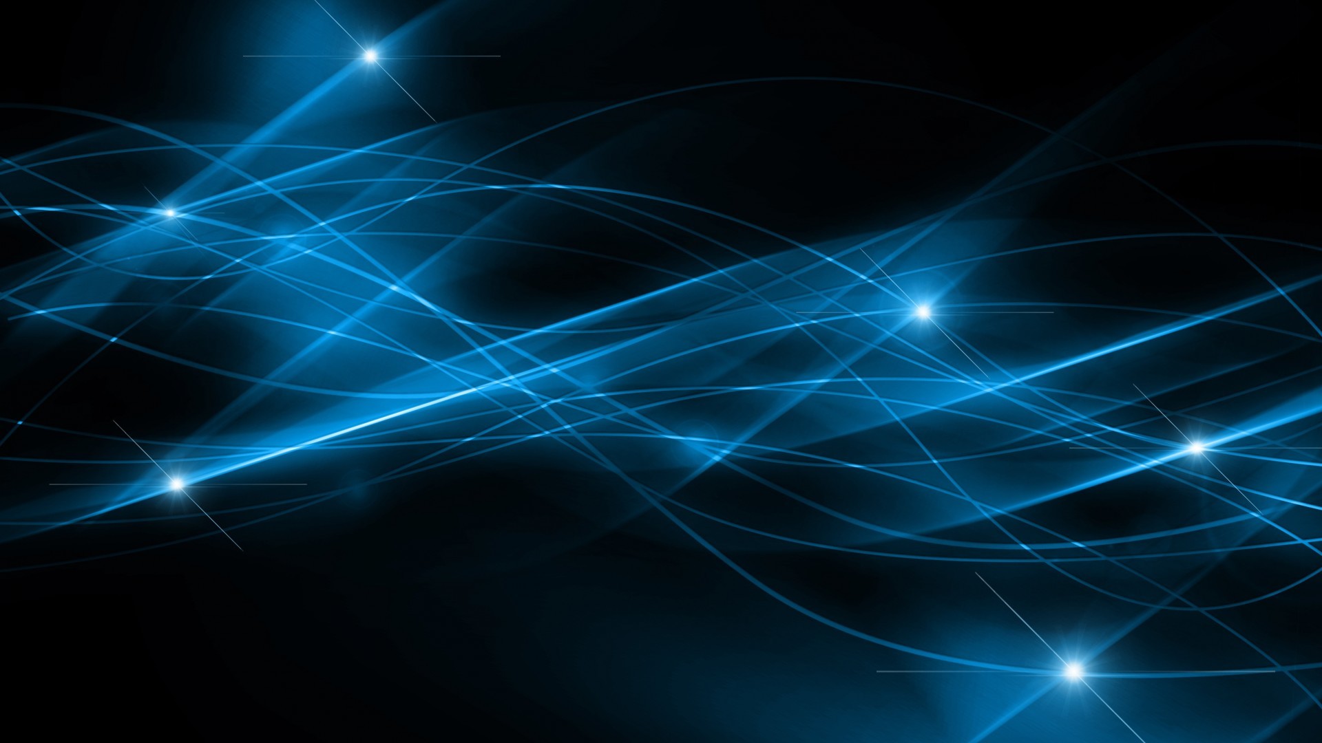 Linee di luce, Azzurro, Sfondo nero, Astratto, Full HD, wallpaper per computer