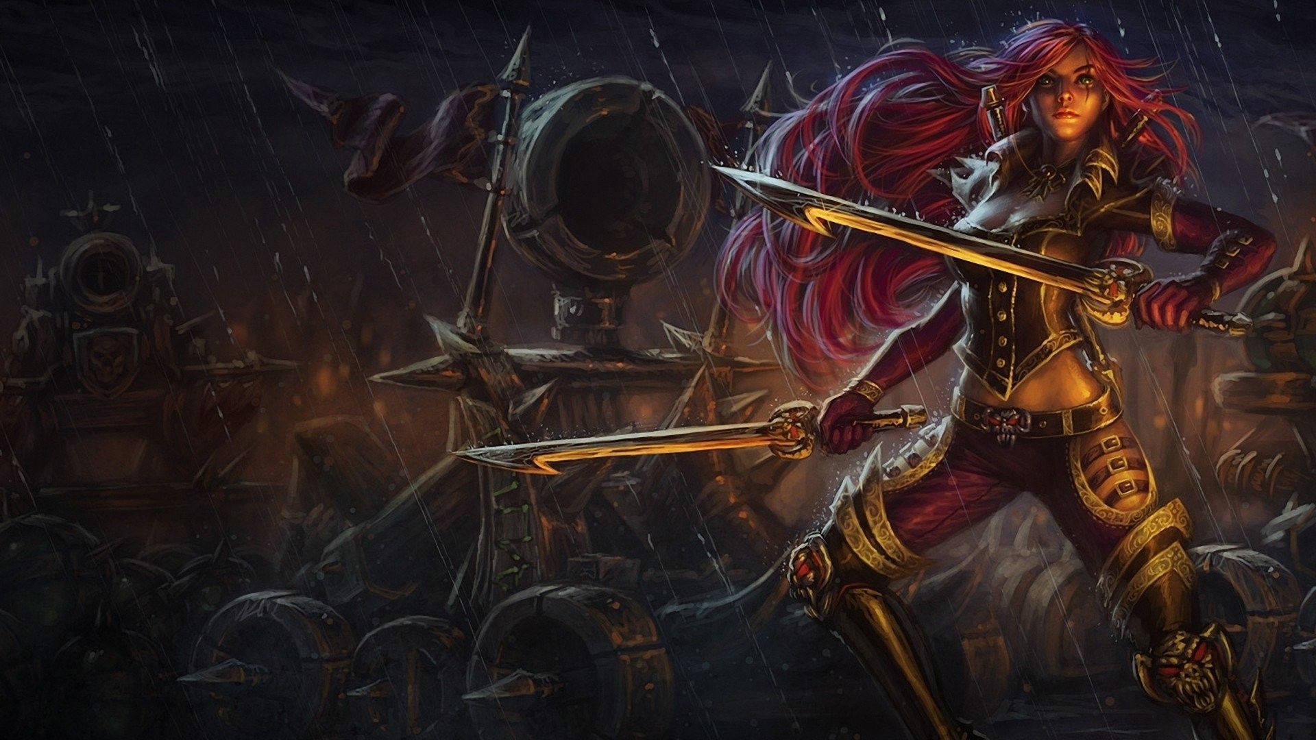 Katarina, Katarina Bilgewater, League of Legends, Spade, 1920x1080, sfondo per PC
