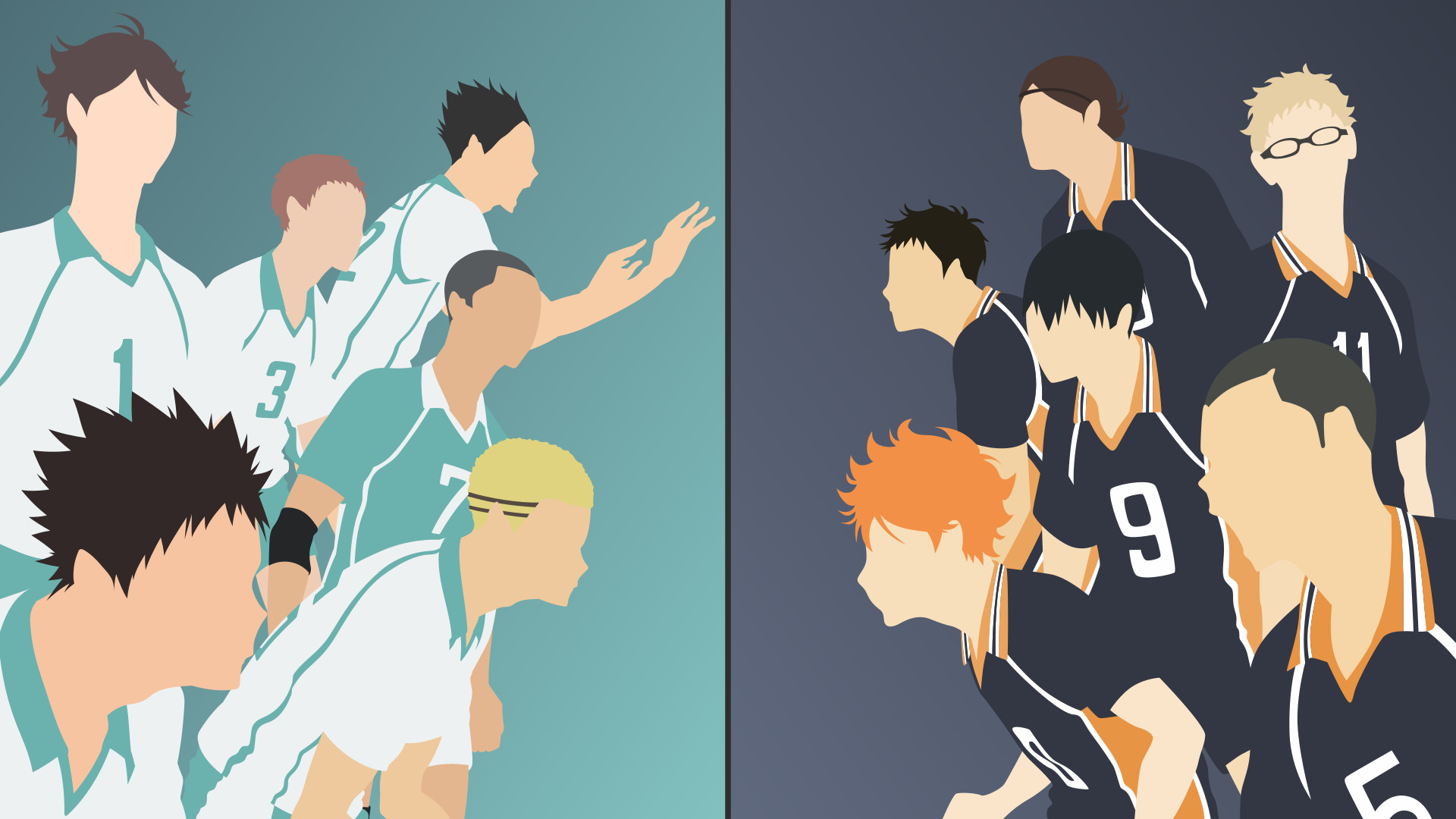 Aoba Johsai, Karasuno, Haikyu!!, Minimalista, Full HD, sfondo per portatile