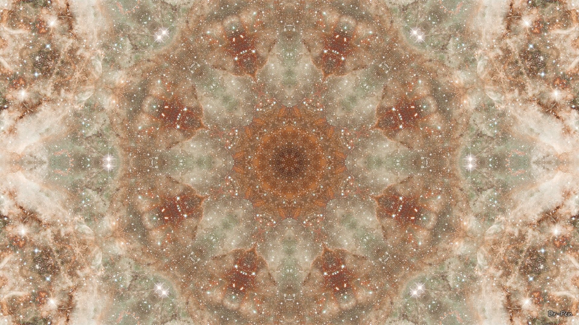 Caleidoscopio, Mandala, Marrone, Beige, 1920x1080, sfondo per PC