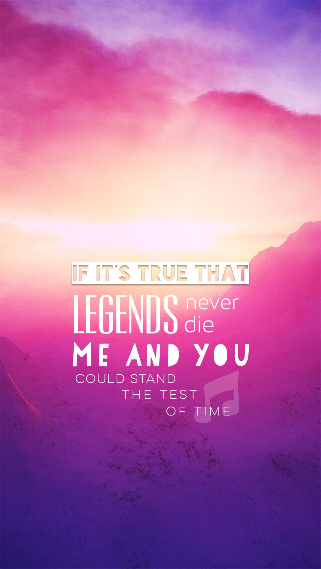 Citazione, Legends never die, Rosa, Viola, Tipografia, Full HD, sfondo per iPhone e Android