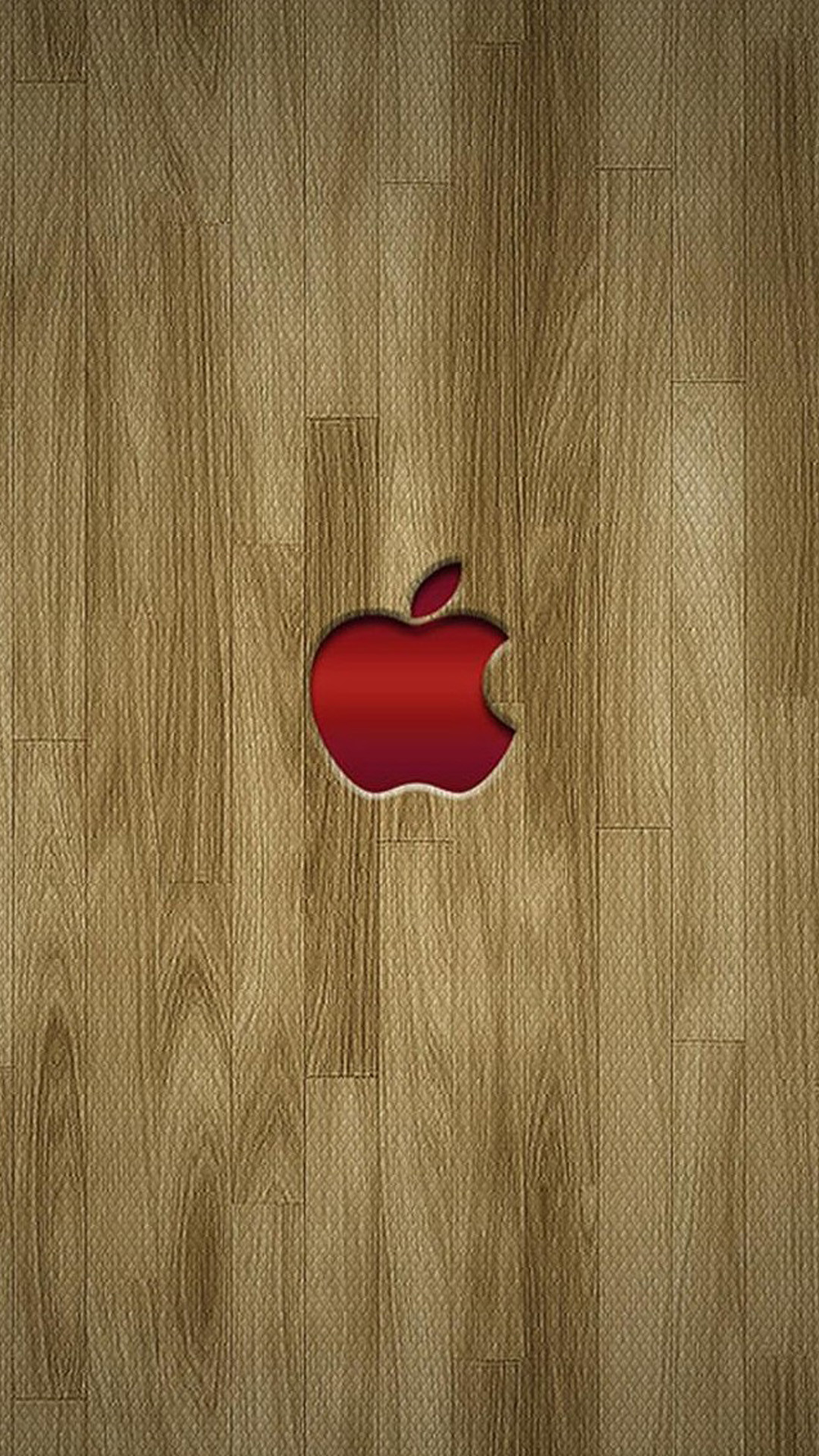 Logo Apple, Legno, Mela rossa, sfondo iPhone Full HD
