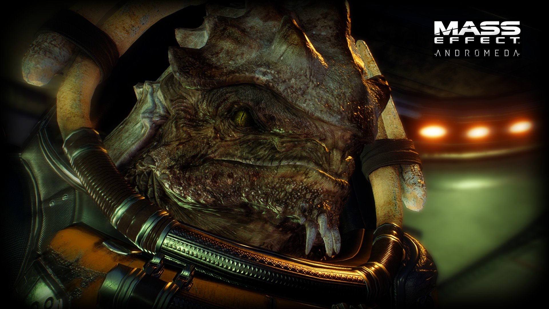 Drack, Mass Effect: Andromeda, Krogan, Primo piano, Logo, 16:9 Full HD, sfondo widescreen