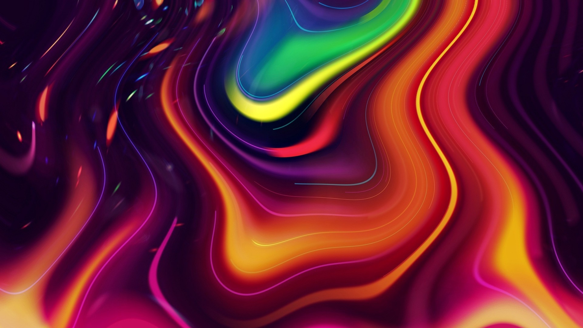 Onde fluide, Arte digitale, Psichedelico, Multicolore, 1920x1080, sfondo per PC