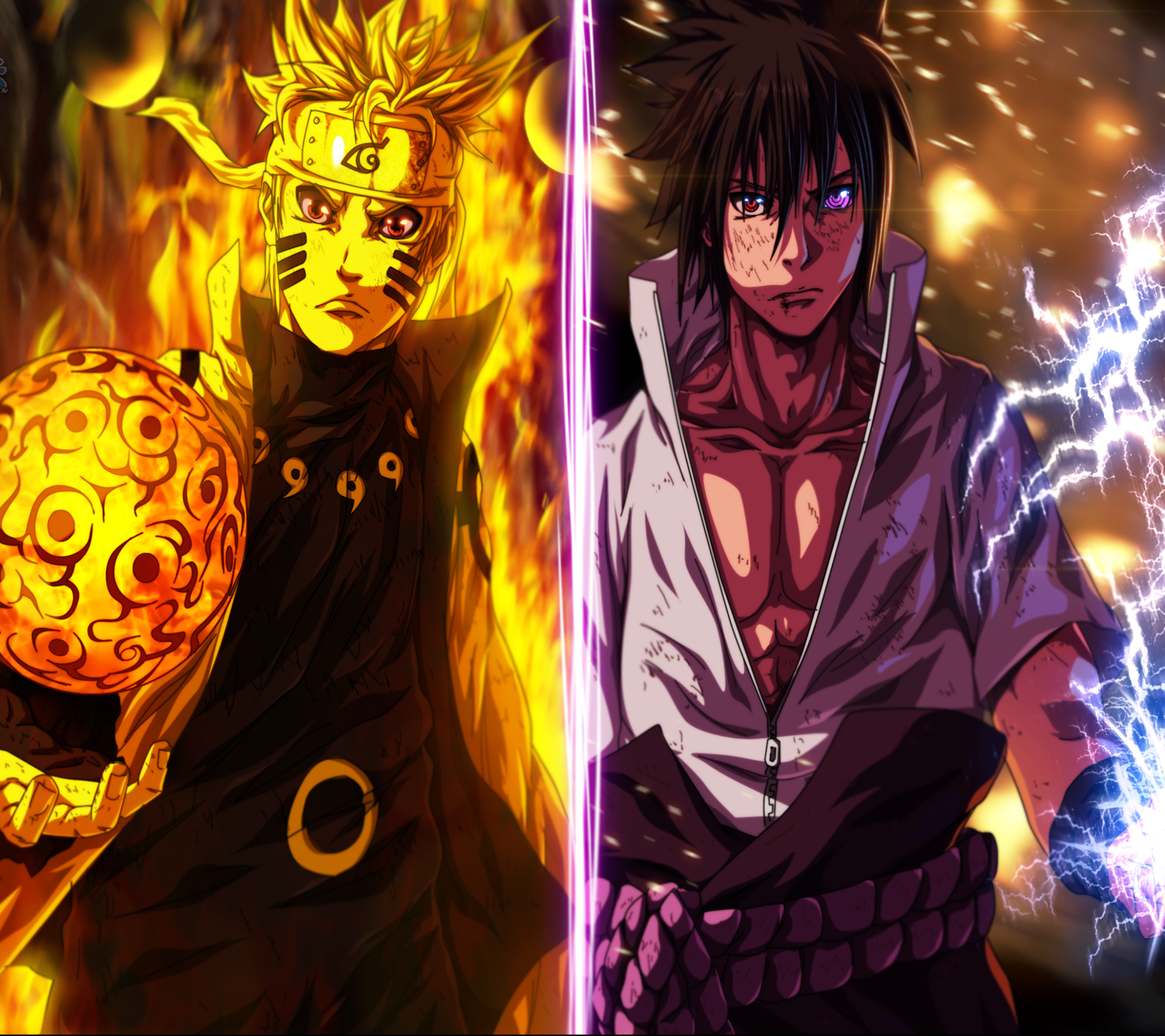 Naruto Uzumaki, Sasuke Uchiha, Modalità Sei Percorsi, Naruto Shippuden, sfondo Full HD per tablet