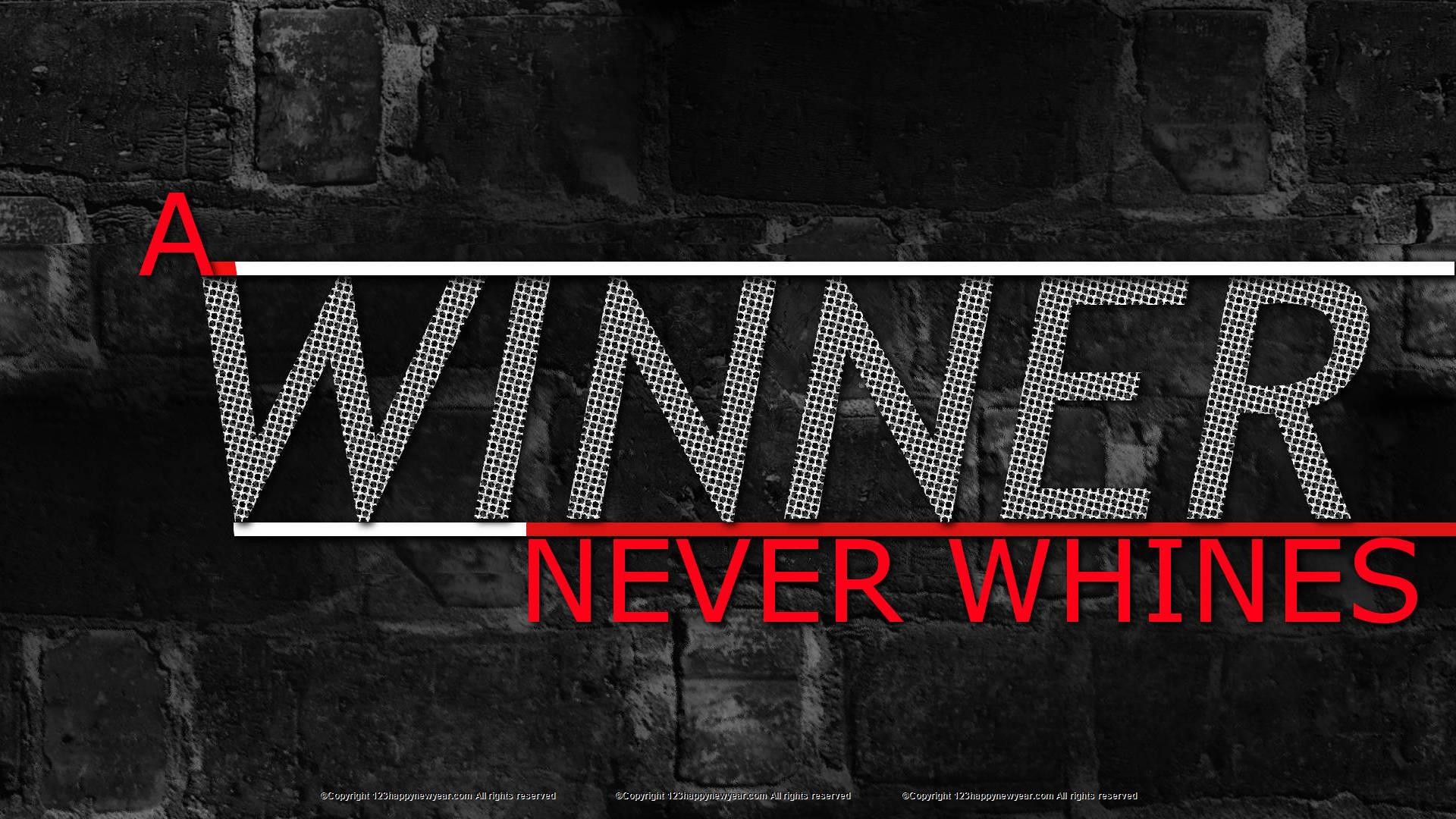 A Winner Never Whines, Frase motivazionale, Muro di mattoni, Tipografia, sfondo Windows 11