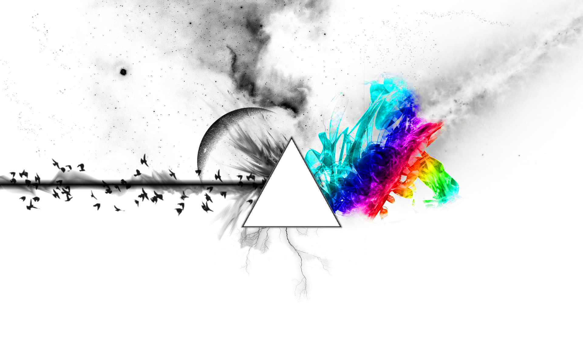 The Dark Side of the Moon, Pink Floyd, Prisma, Arcobaleno, Sfondo bianco, wallpaper 1920x1200