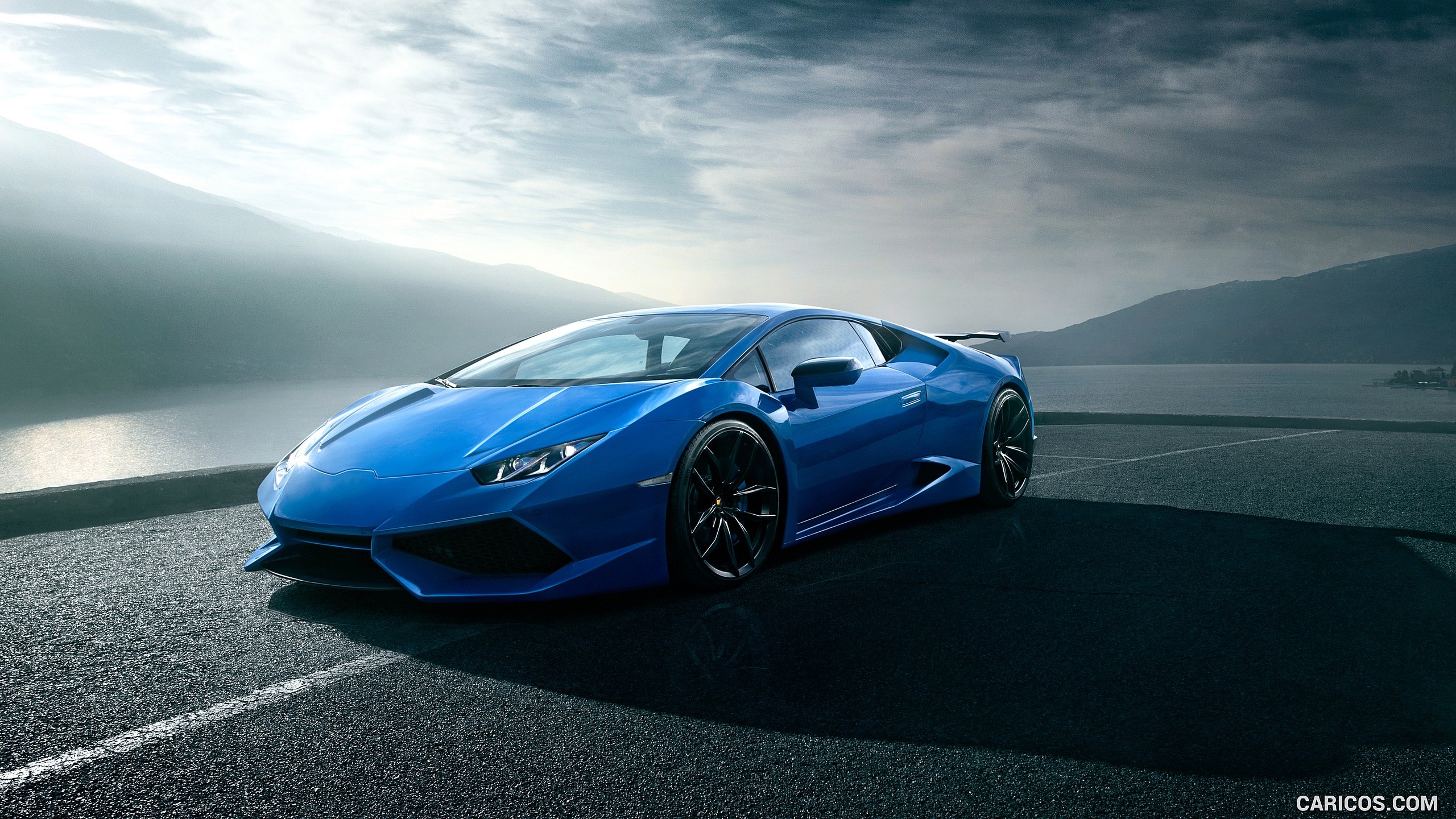 Lamborghini Huracán, Blu, Strada, Supercar, 2K 1440p, sfondo desktop
