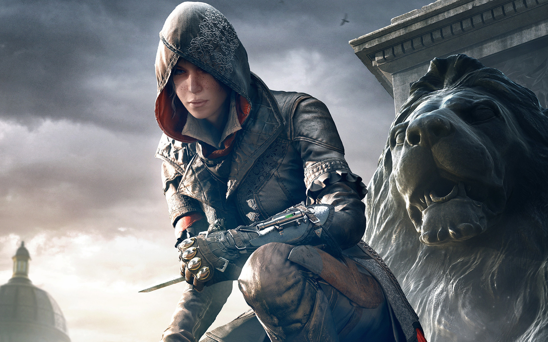 Evie Frye, Assassin's Creed Syndicate, Trafalgar Square, Leone di bronzo, Cappuccio, sfondo per PC