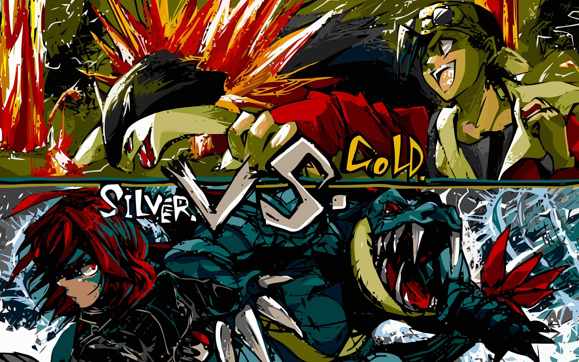 Pokémon Oro e Argento, Silver, Gold, Feraligatr, Typhlosion, 1920x1200, sfondo MacBook Pro