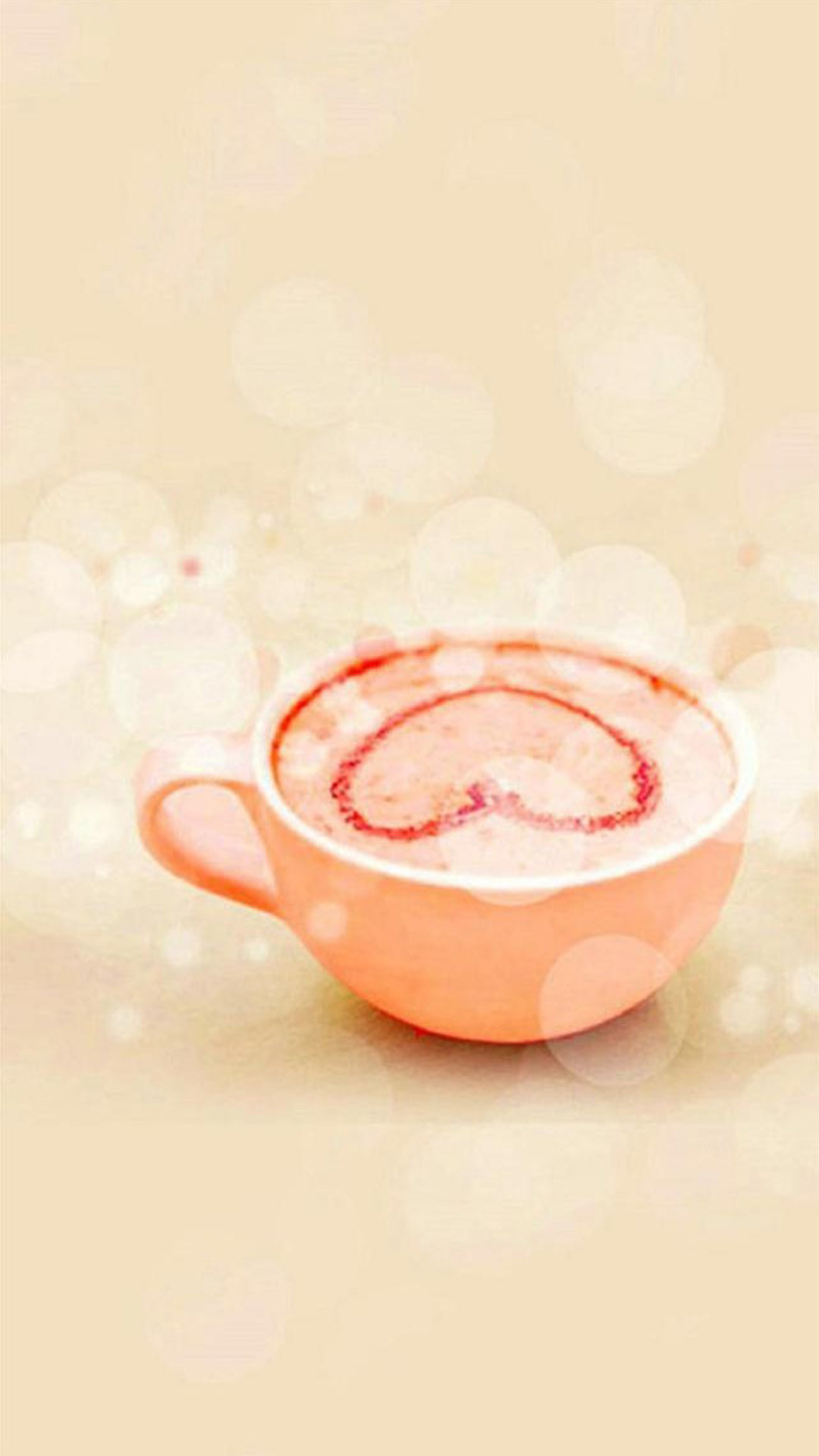 Cappuccino, Cuore nel latte, Bokeh, Full HD, sfondo verticale per cellulare
