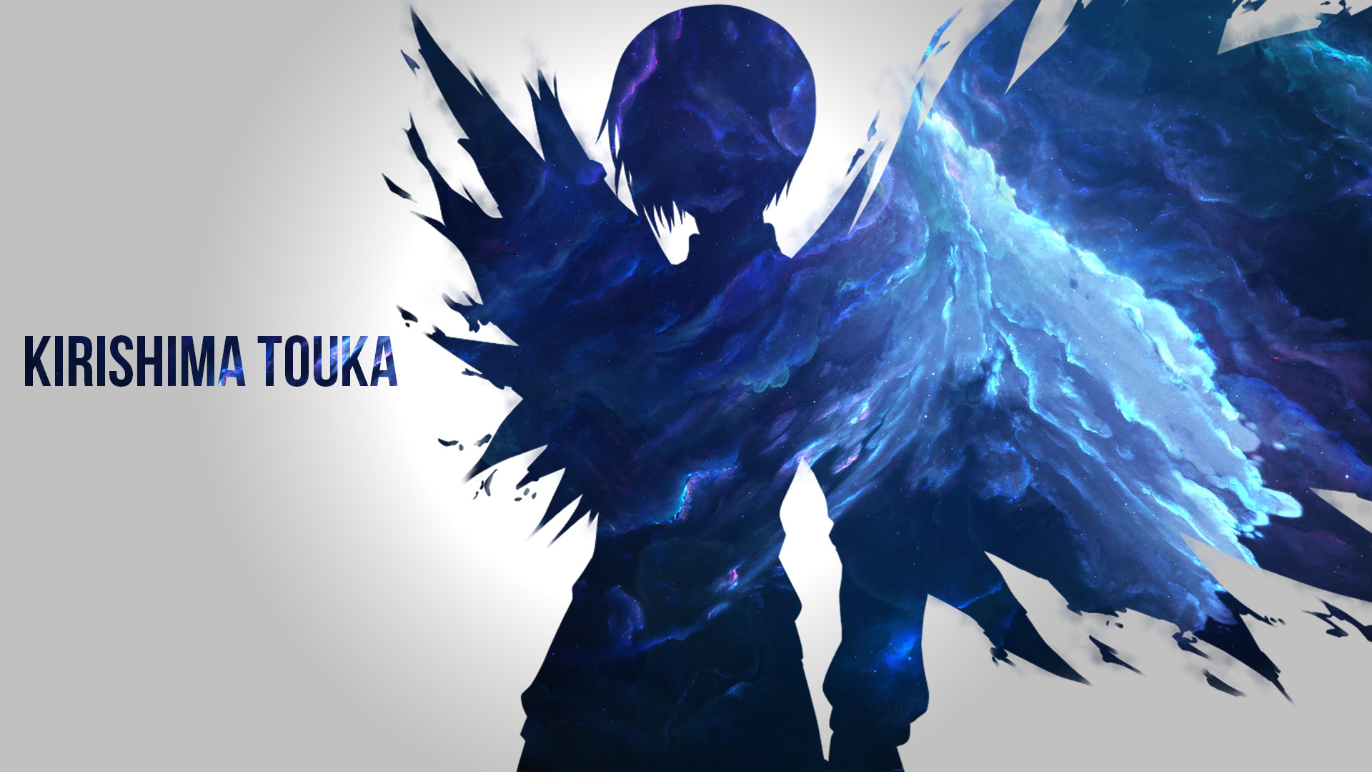 Touka Kirishima, Tokyo Ghoul, Kagune, Silhouette, Blu, Full HD, sfondo per portatile