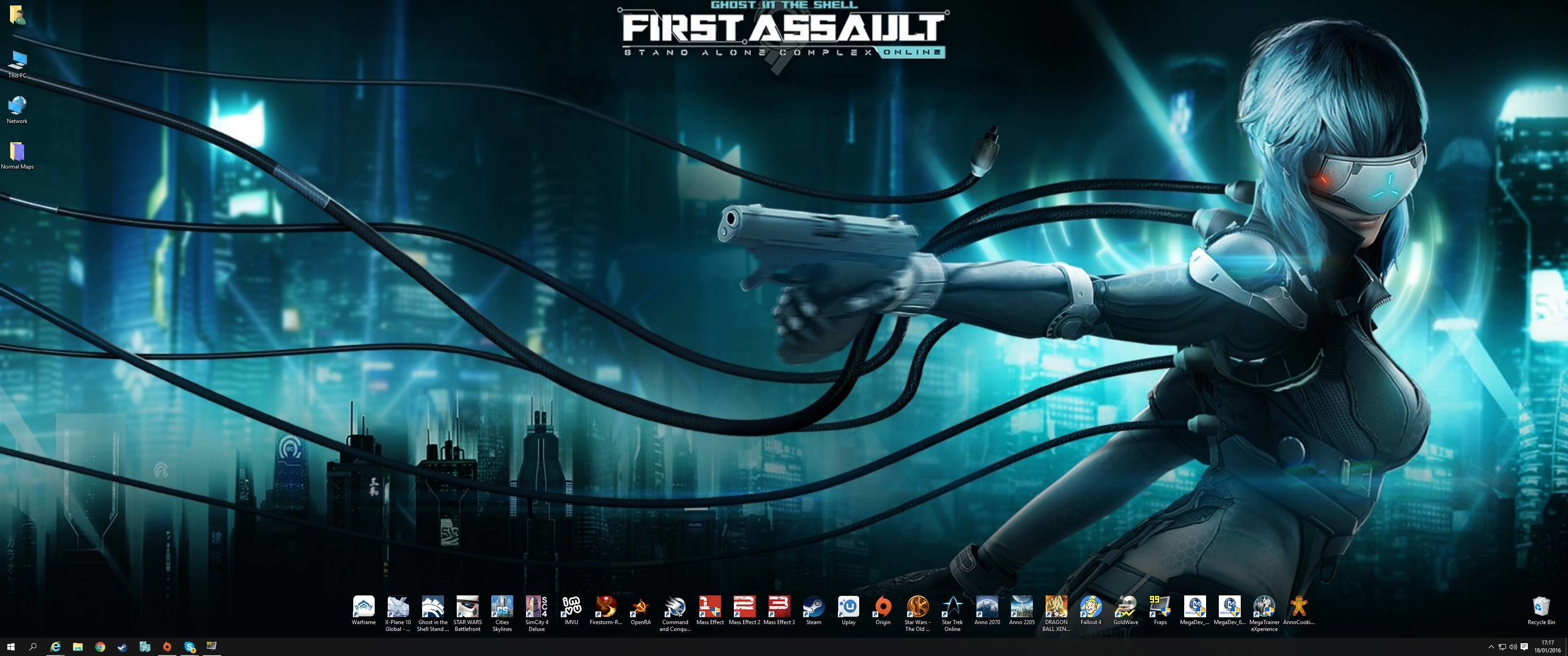 Ghost in the Shell: First Assault, Motoko Kusanagi, Videogioco, Cyberpunk, Toni blu, sfondo ultrawide