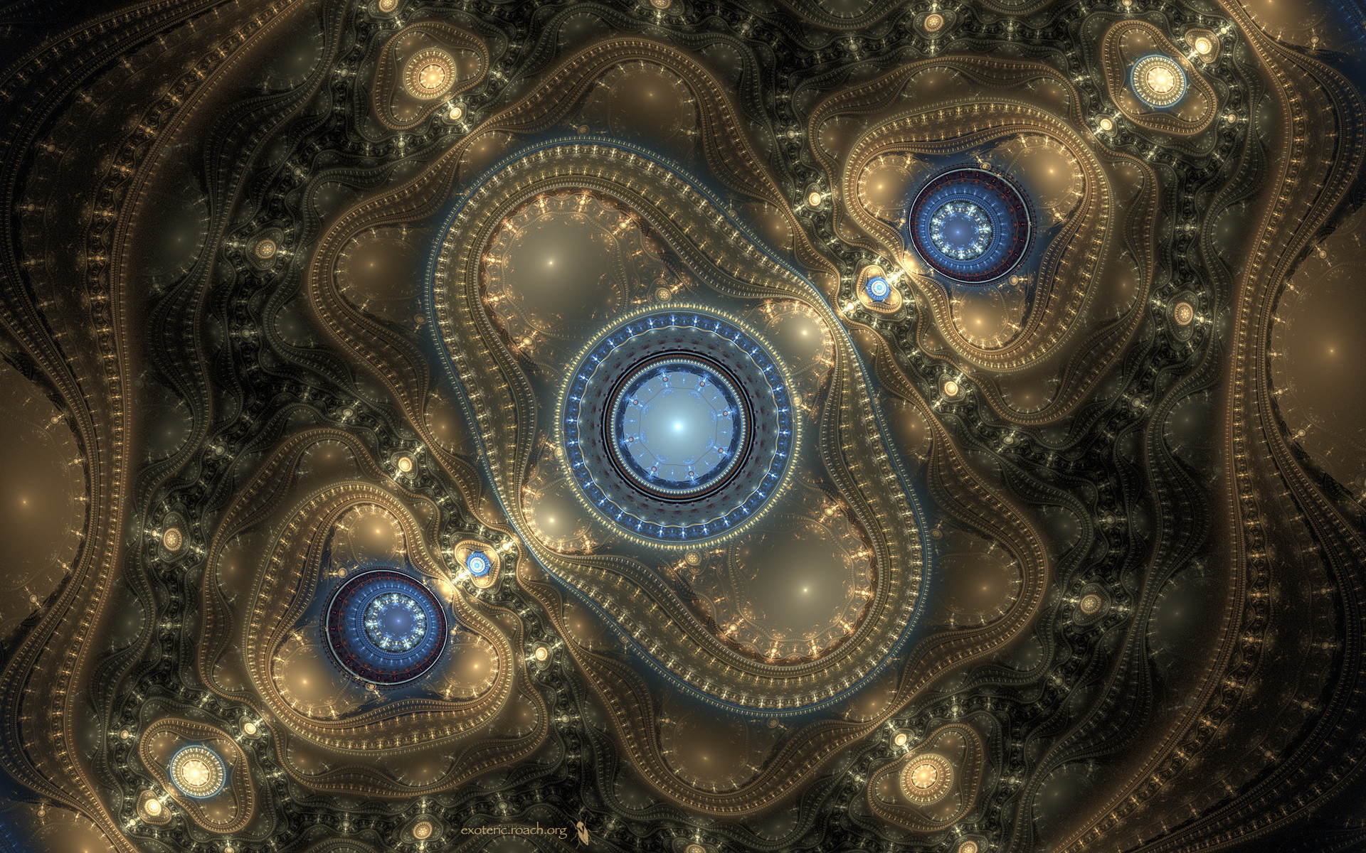 Frattale, Ingranaggi, Ornamenti, Steampunk, Full HD, wallpaper desktop