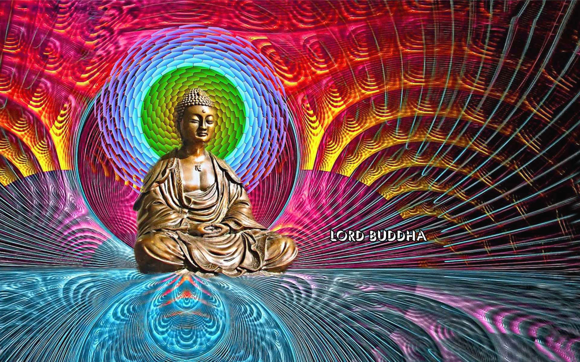 Buddha, Psichedelico, Arte digitale, Colori, 16:10 Full HD, sfondo widescreen