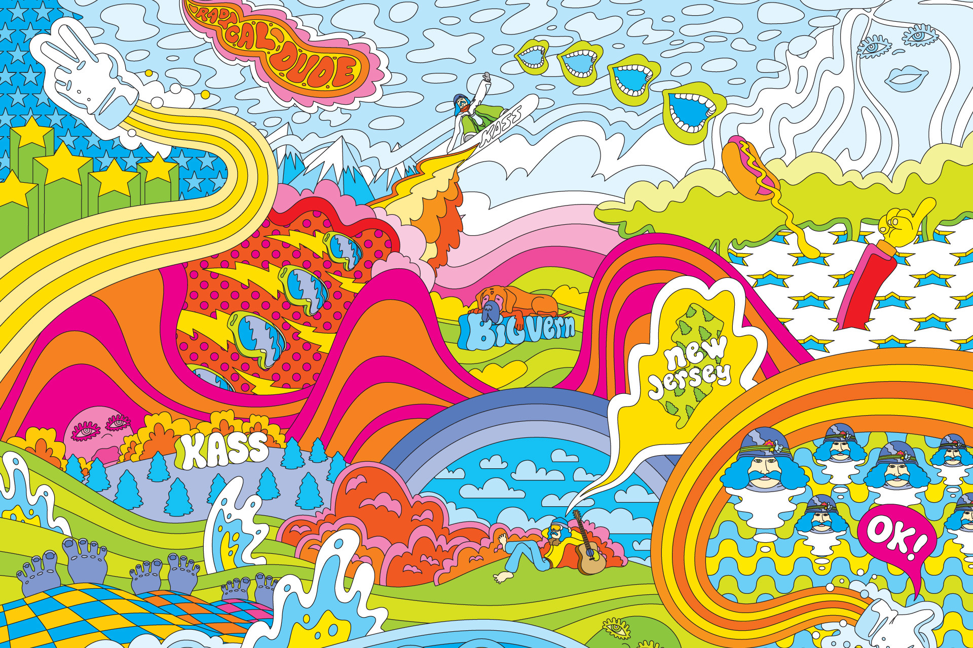 Arte psichedelica, Pop art, Arcobaleni, Fumetto, Full HD, sfondo Windows 11
