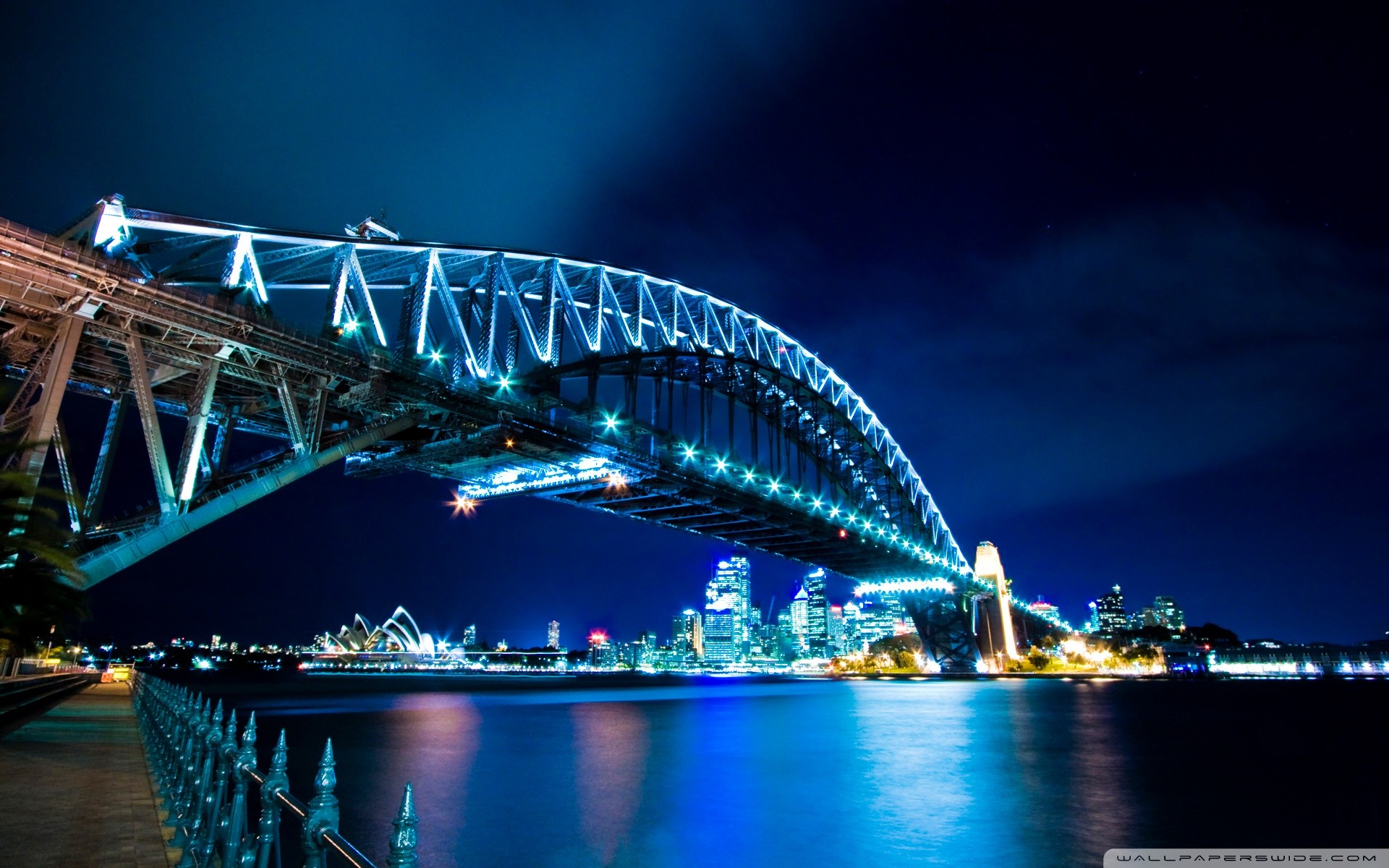 Sydney Harbour Bridge, Opera House di Sydney, Sydney, Notte, 1920x1200, immagine di sfondo