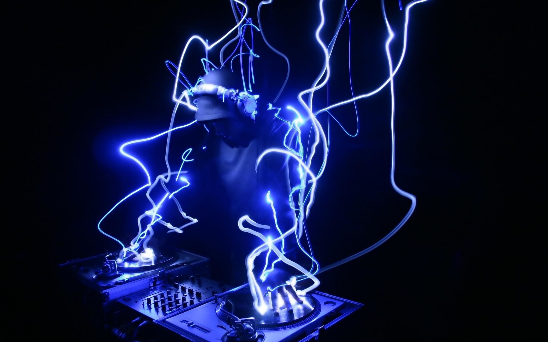 DJ, Light painting, Blu, Console, sfondo per il tuo desktop