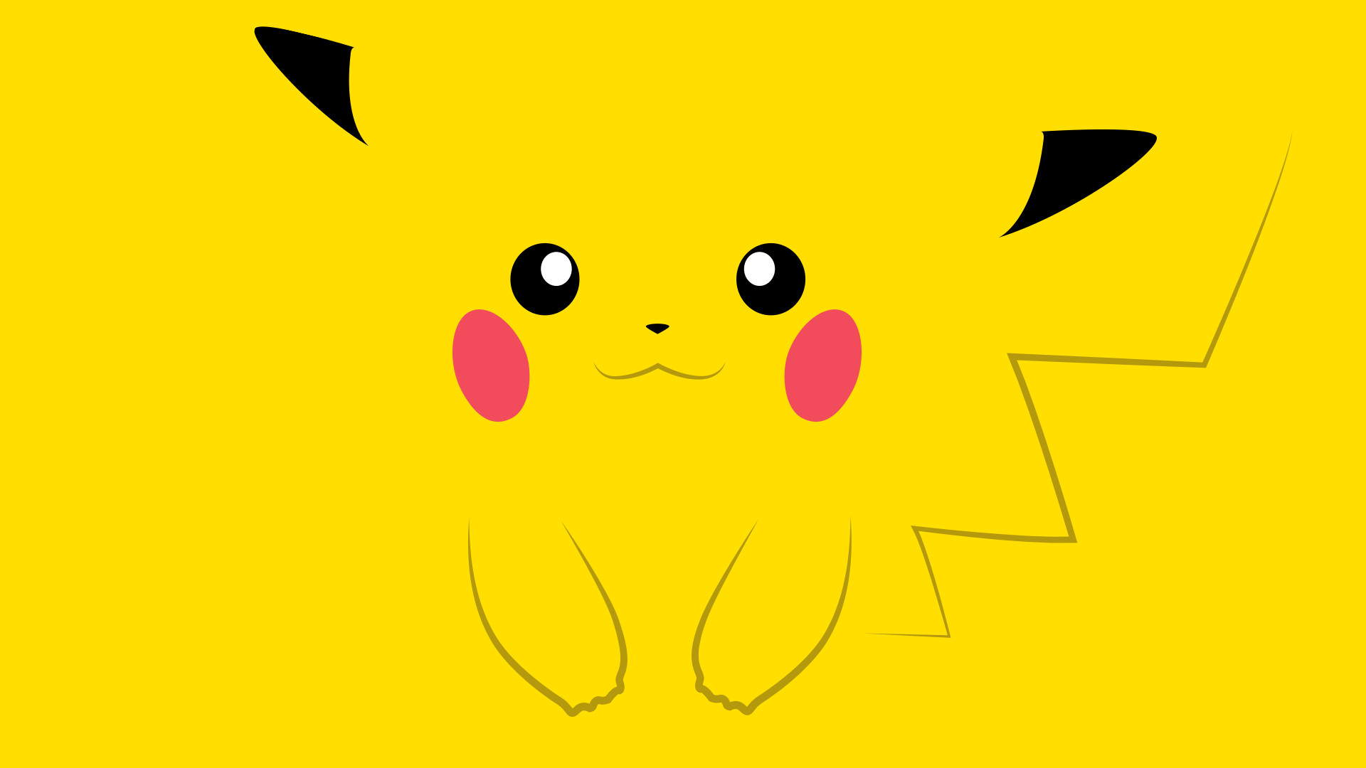 Pikachu, Pokémon, Minimalista, Giallo, 1920x1080, immagine di sfondo