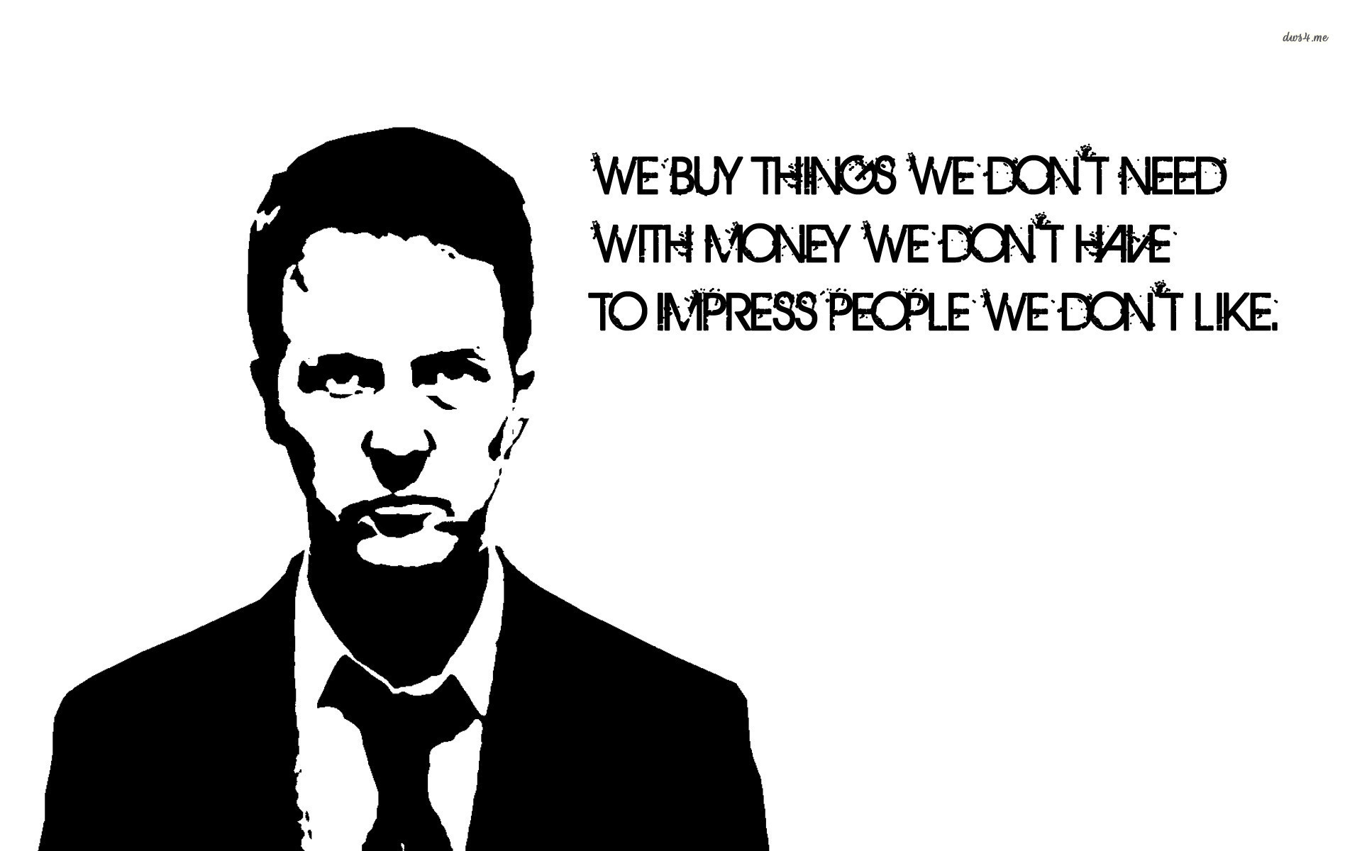 Edward Norton, Fight Club, Citazione, Bianco e nero, 1920x1200, immagine di sfondo