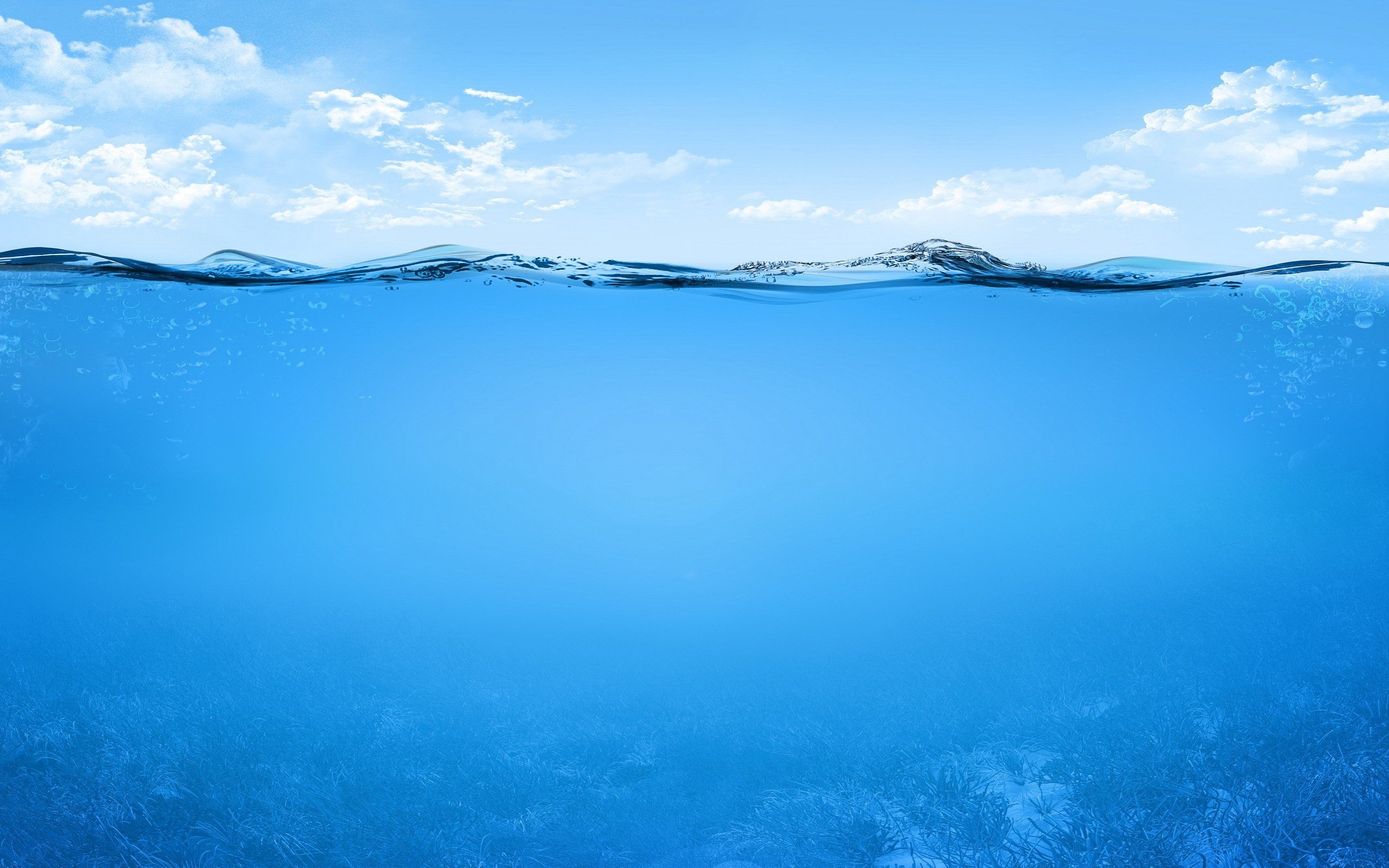 Vista sdoppiata, Oceano, Cielo, Blu, 2K, sfondo Windows 11