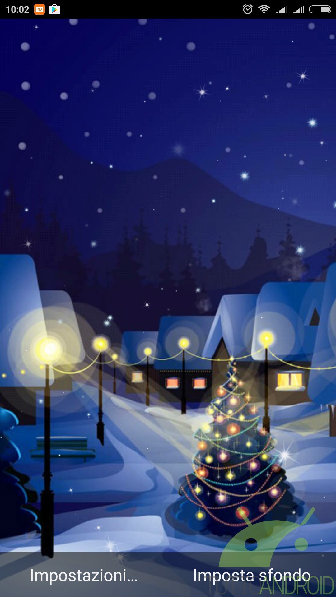 Villaggio innevato, Natale, Notte, Neve, Sfondo animato, 1080x1920, schermata di blocco iPhone