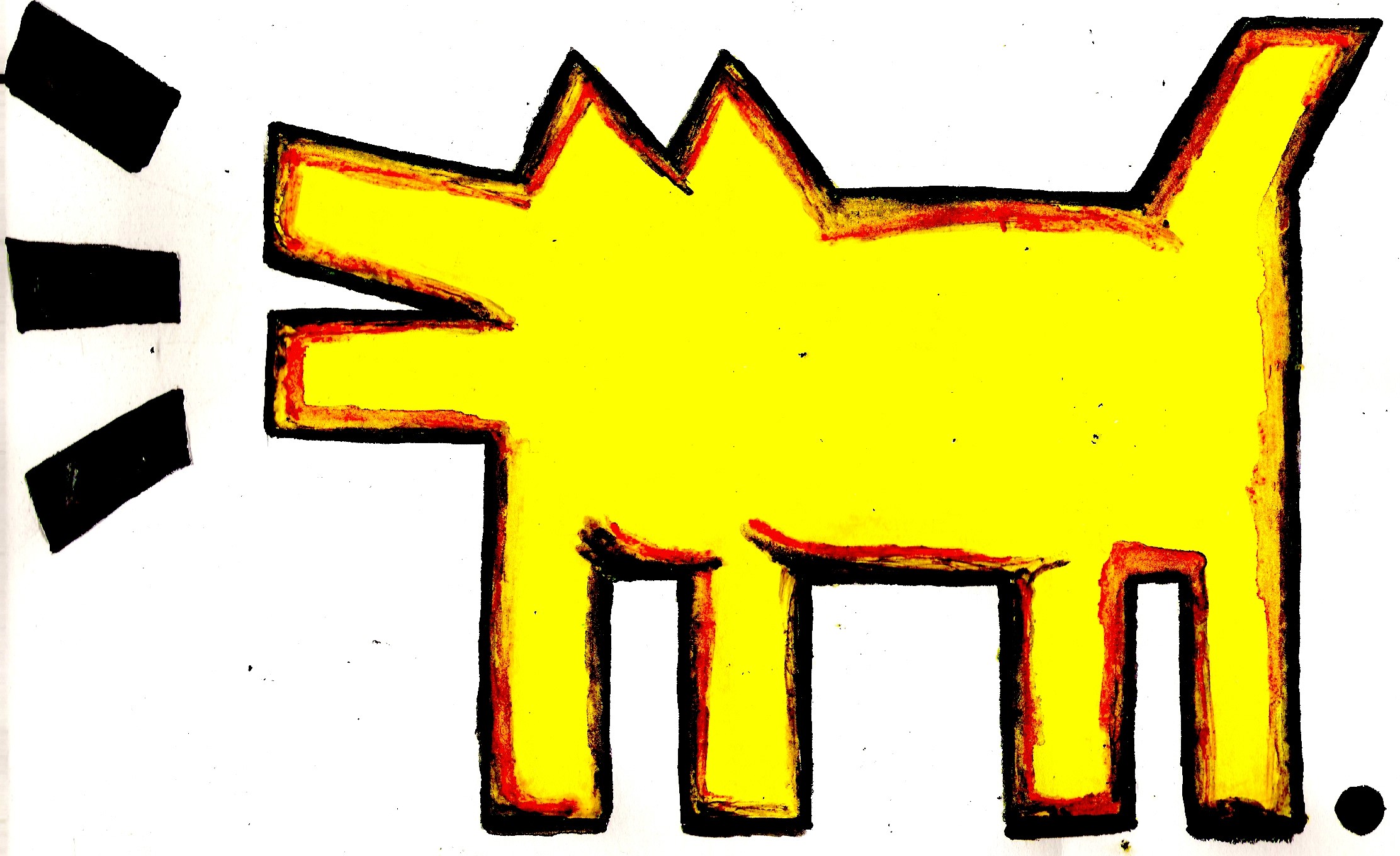 Keith Haring, Barking Dog, Cane che abbaia, Giallo, Full HD, sfondo per portatile