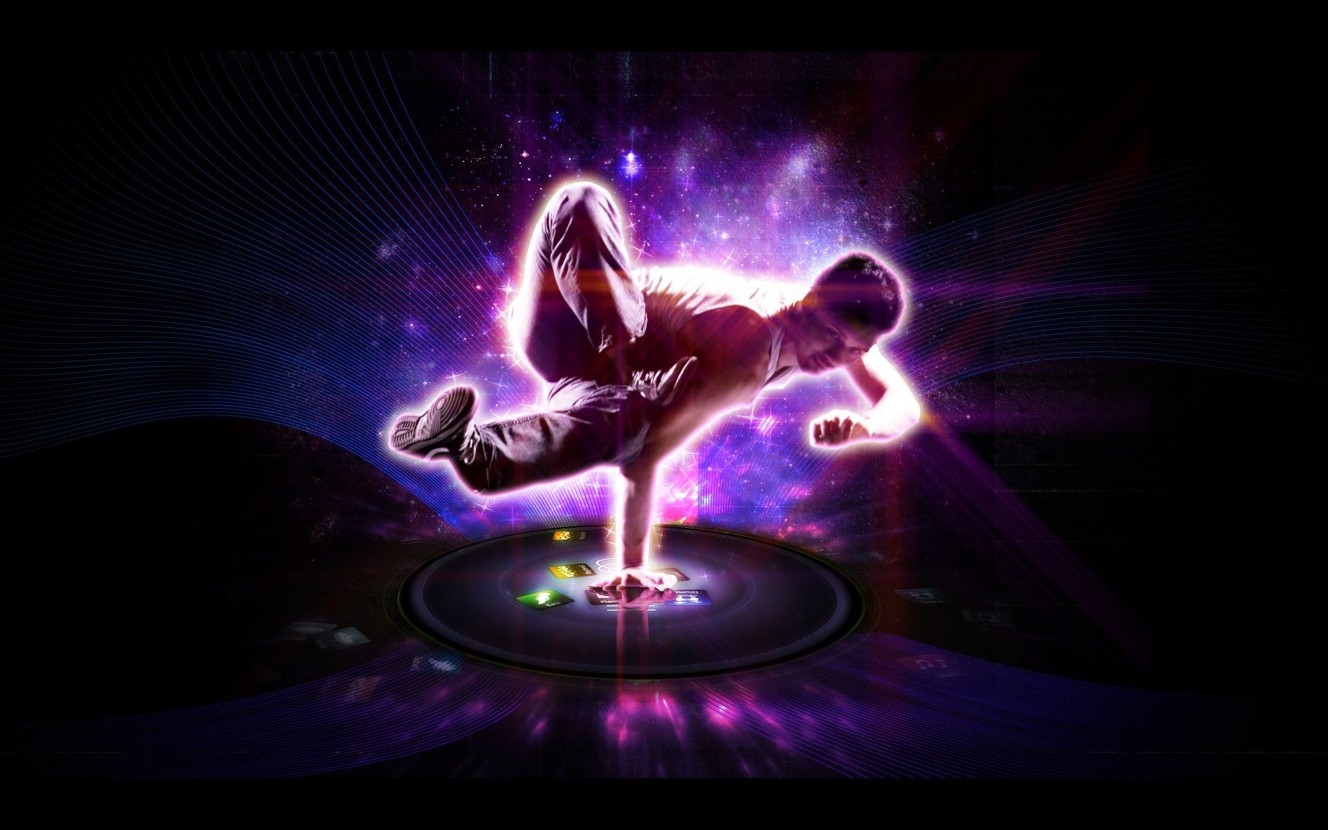 Breakdance, Ballerino, Luci viola, Giradischi, 1920x1200, immagine di sfondo