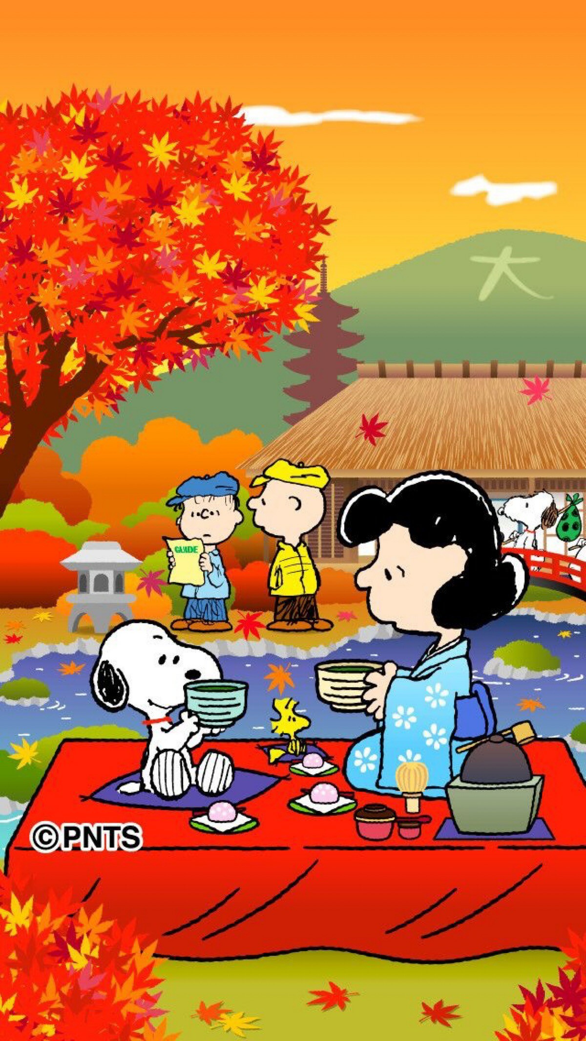 Snoopy, Lucy van Pelt, Charlie Brown, Peanuts, Autunno, Full HD, sfondo per smartphone