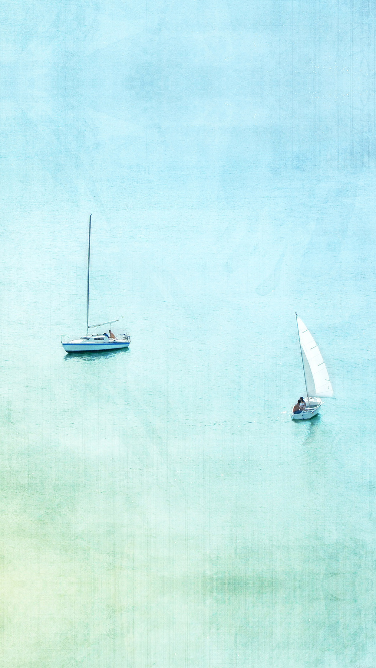 Barche a vela, Mare, Acquerello, Azzurro, Minimalismo, 1242x2208, schermata di blocco iPhone