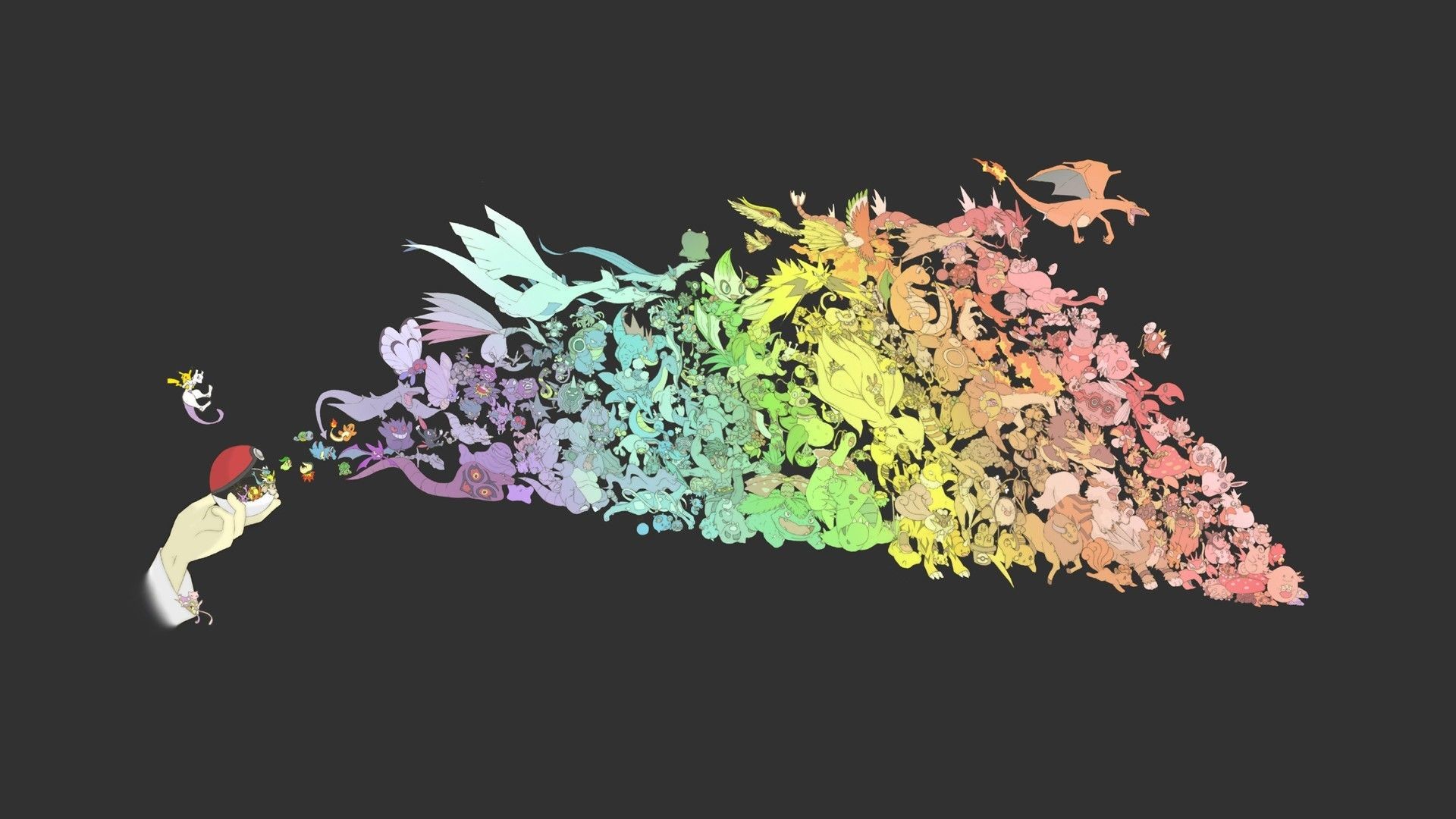 Pokémon, Pokémon Go, Silhouette, Arcobaleno, Full HD, sfondo per portatile