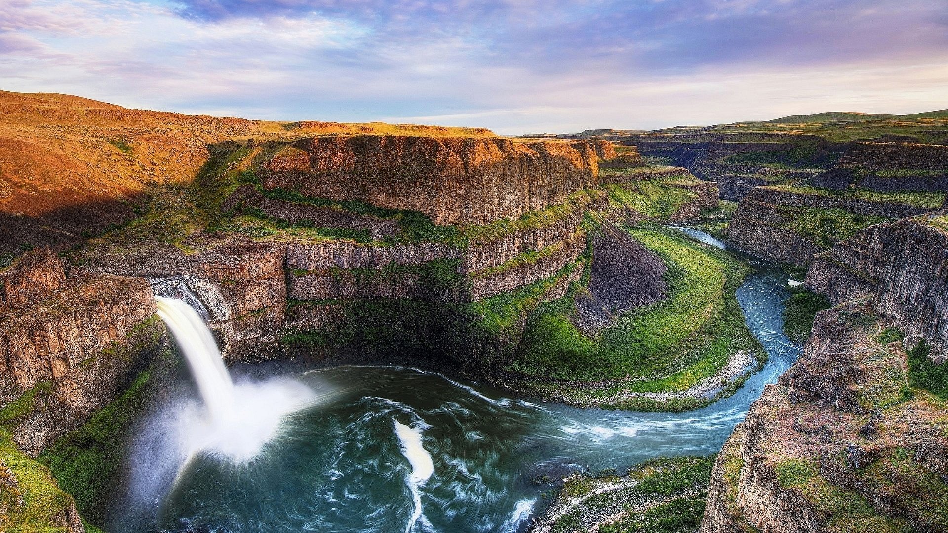 Palouse Falls, Washington, Canyon, Cascata, Fiume, 1920x1080, sfondo per PC
