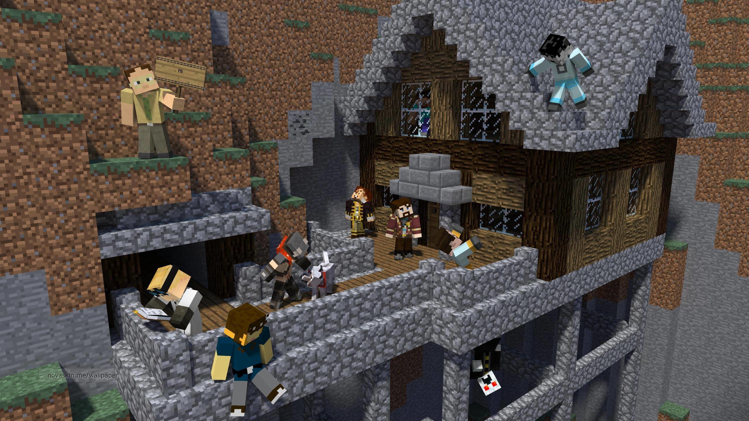 Minecraft, Skin, Casa, Montagna, Gruppo, 2K 1440p, sfondo desktop