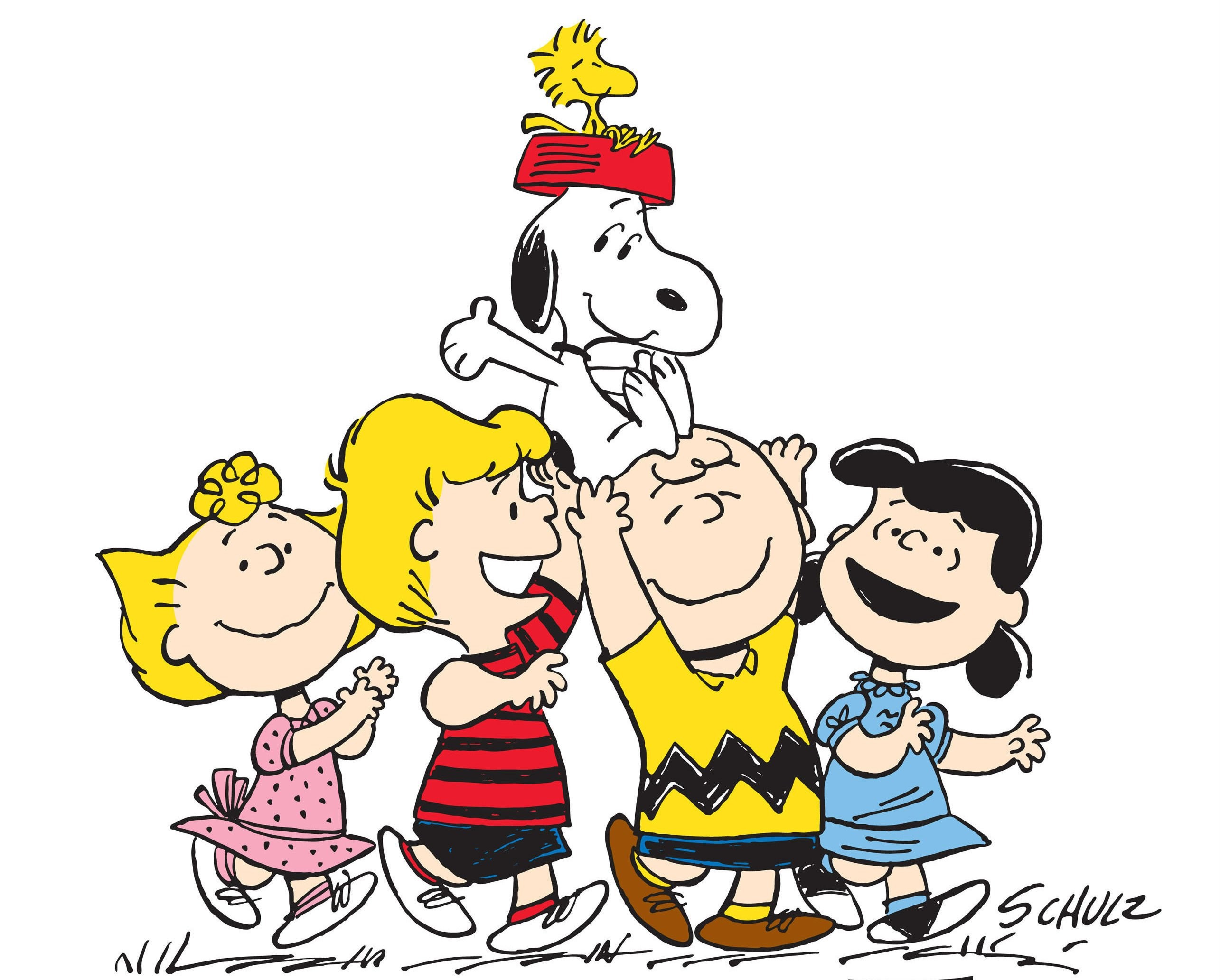 Peanuts, Snoopy, Woodstock, Charlie Brown, Lucy van Pelt, Sally Brown, Charles M. Schulz, sfondo 2K