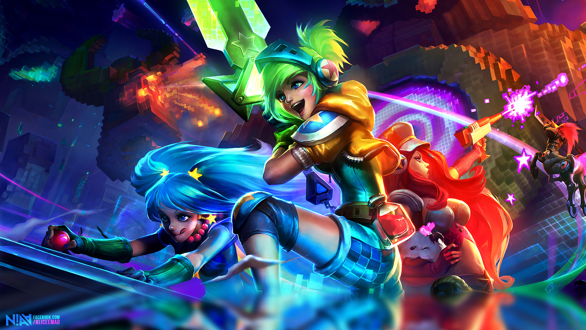 Sona, Riven, Miss Fortune, Arcade, League of Legends, Full HD, sfondo per PC e portatile