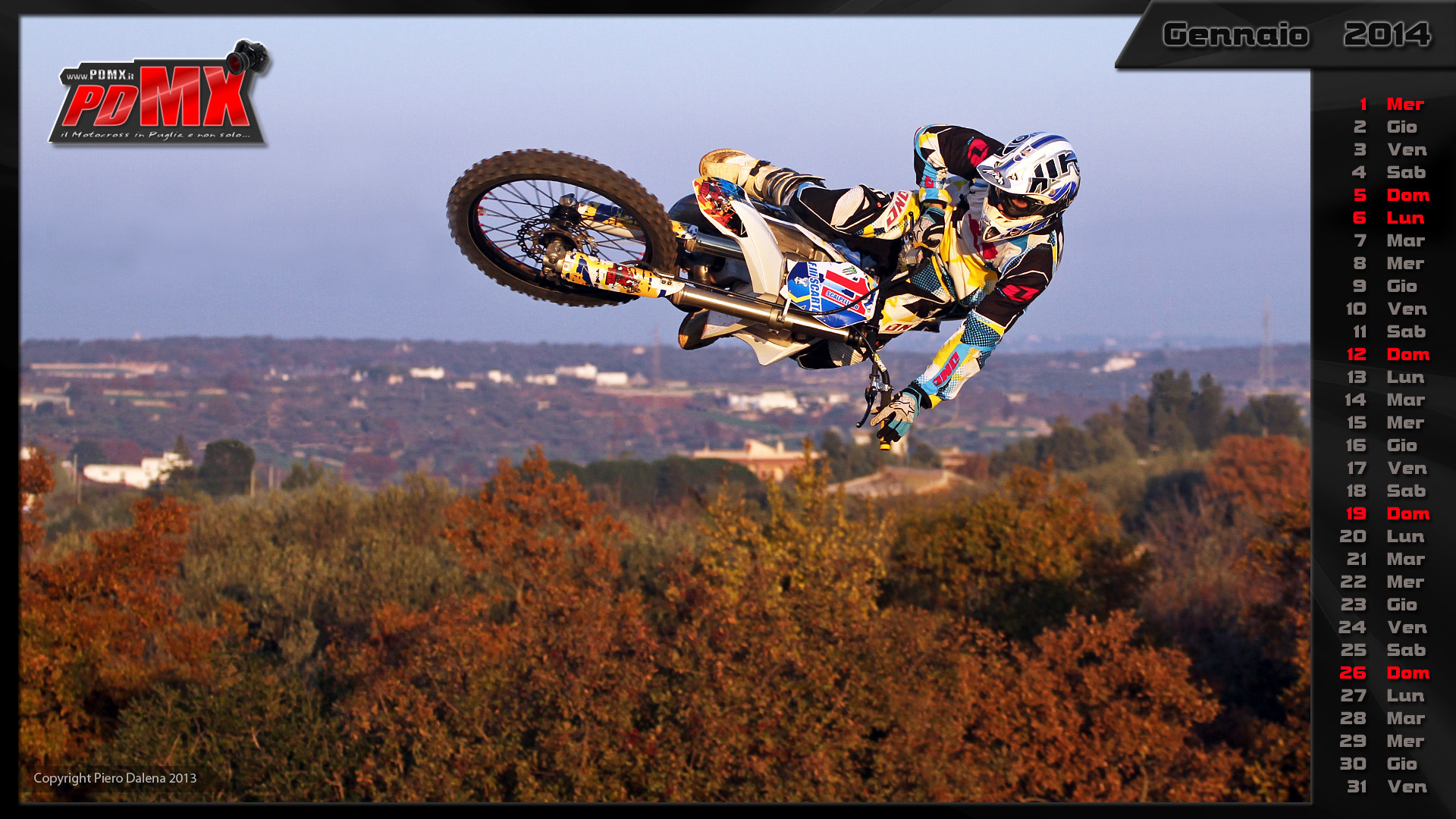 Calendario gennaio 2014, Motocross, Freestyle, Salto, Full HD, wallpaper per computer