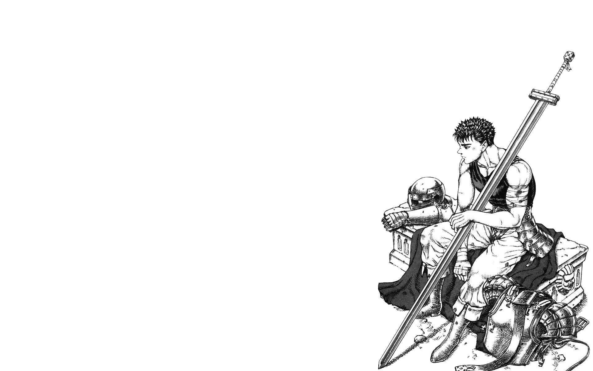 Gatsu, Berserk, Manga, Ammazzadraghi, Sfondo bianco, 1920x1200, wallpaper desktop