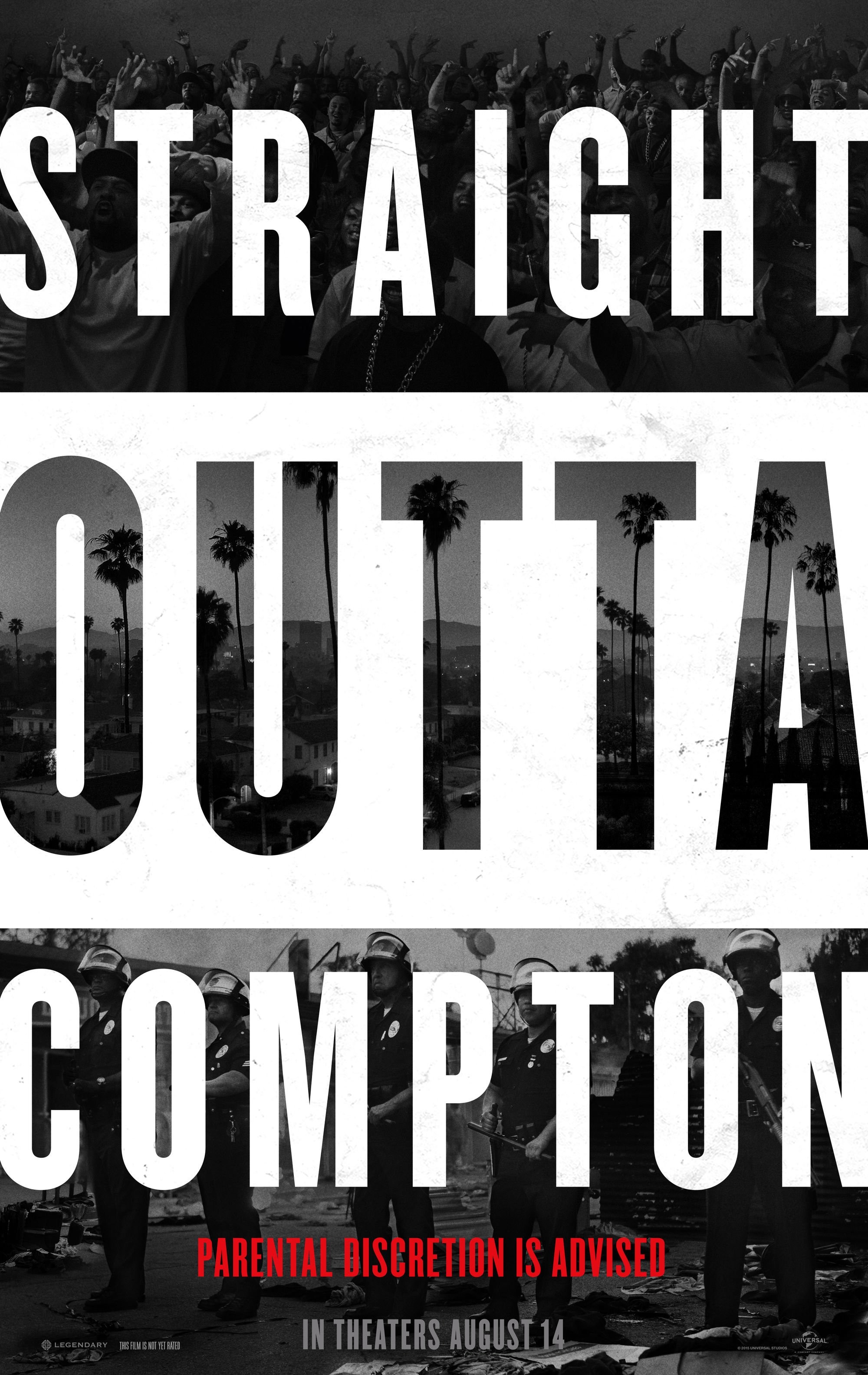 Straight Outta Compton, Poster del film, Tipografia, Bianco e nero, sfondo QHD+ per cellulare