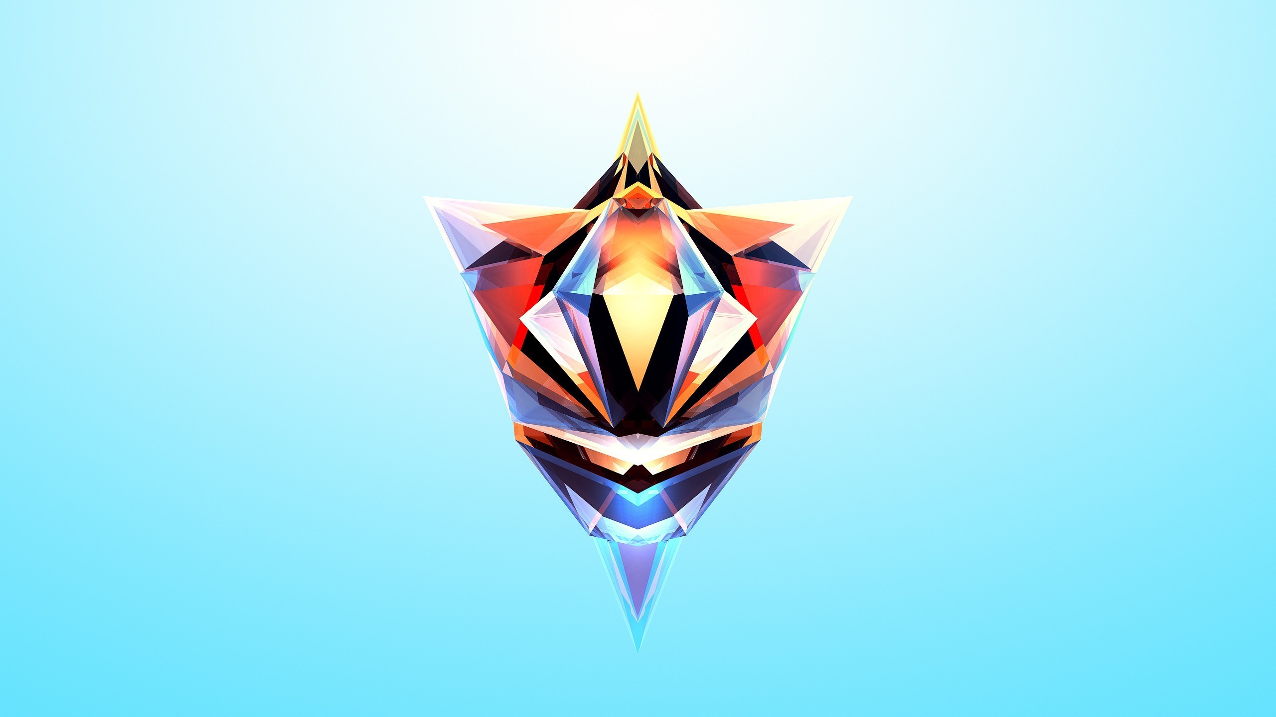 Astratto, Simmetria, Sfondo azzurro, Low poly, 2K, wallpaper desktop