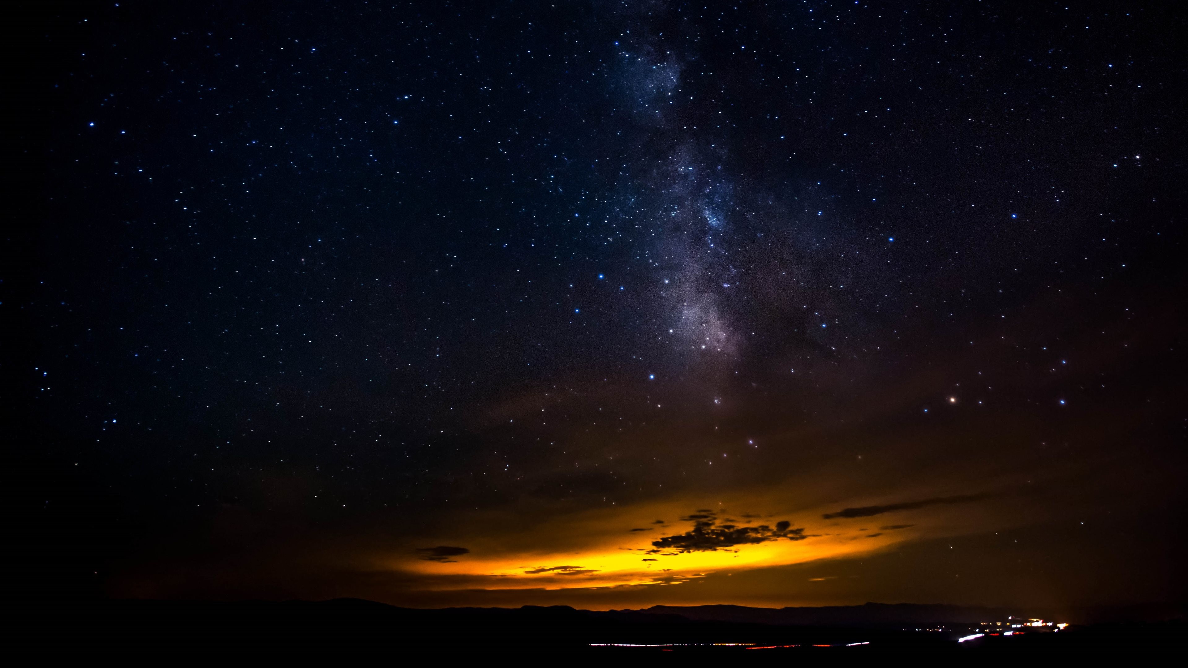 Via Lattea, Cielo stellato, Notte, Orizzonte, 4K, sfondo Windows 11