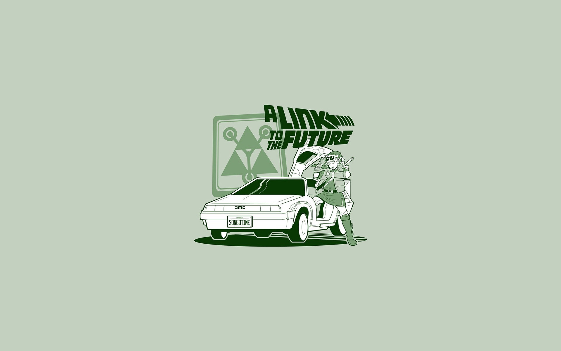 Link, The Legend of Zelda, DeLorean DMC-12, Parodia, Ritorno al futuro, sfondo 16:10 Full HD