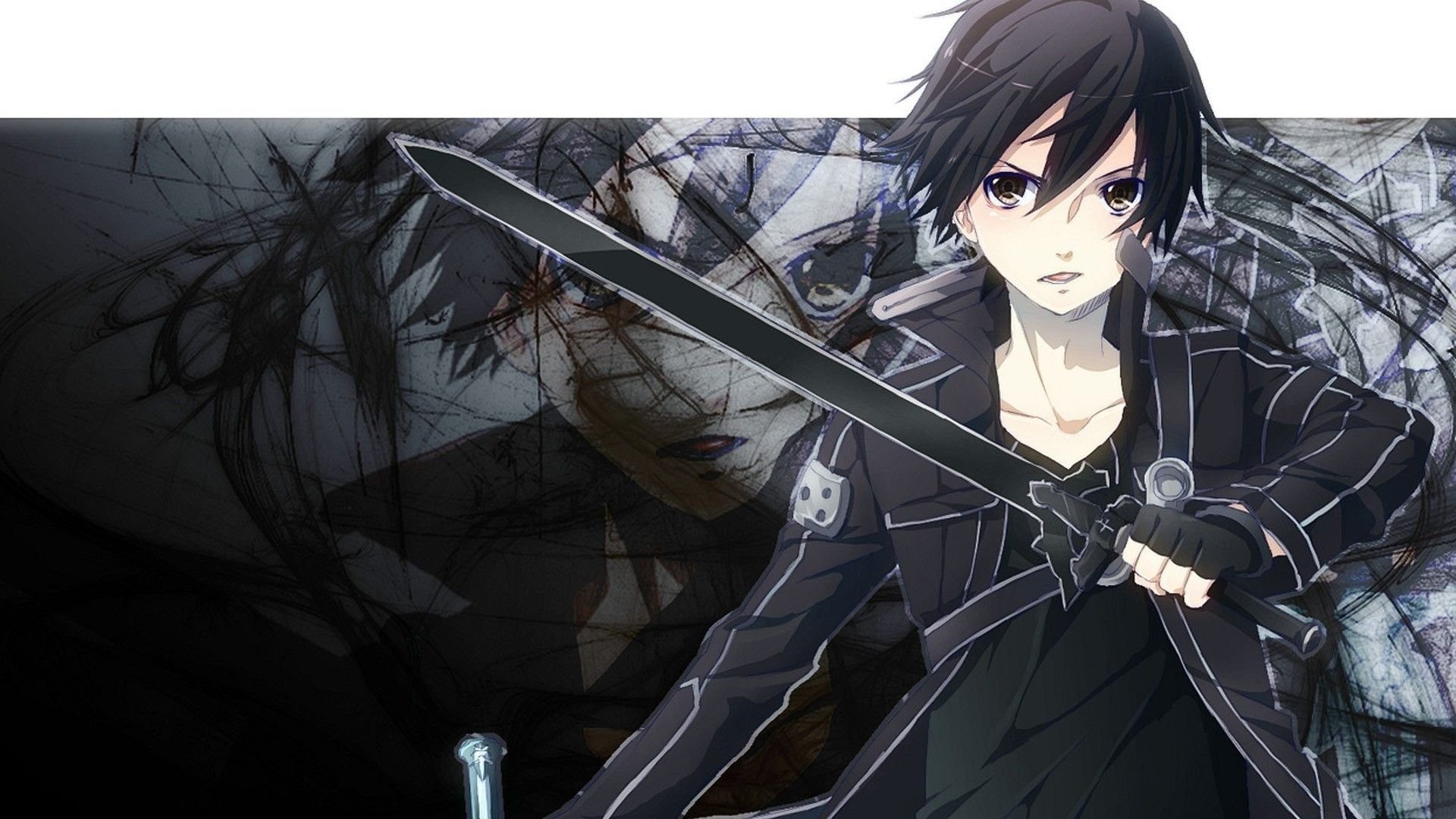 Kirito, Sword Art Online, Spada, Grigio, Full HD, sfondo per PC e portatile