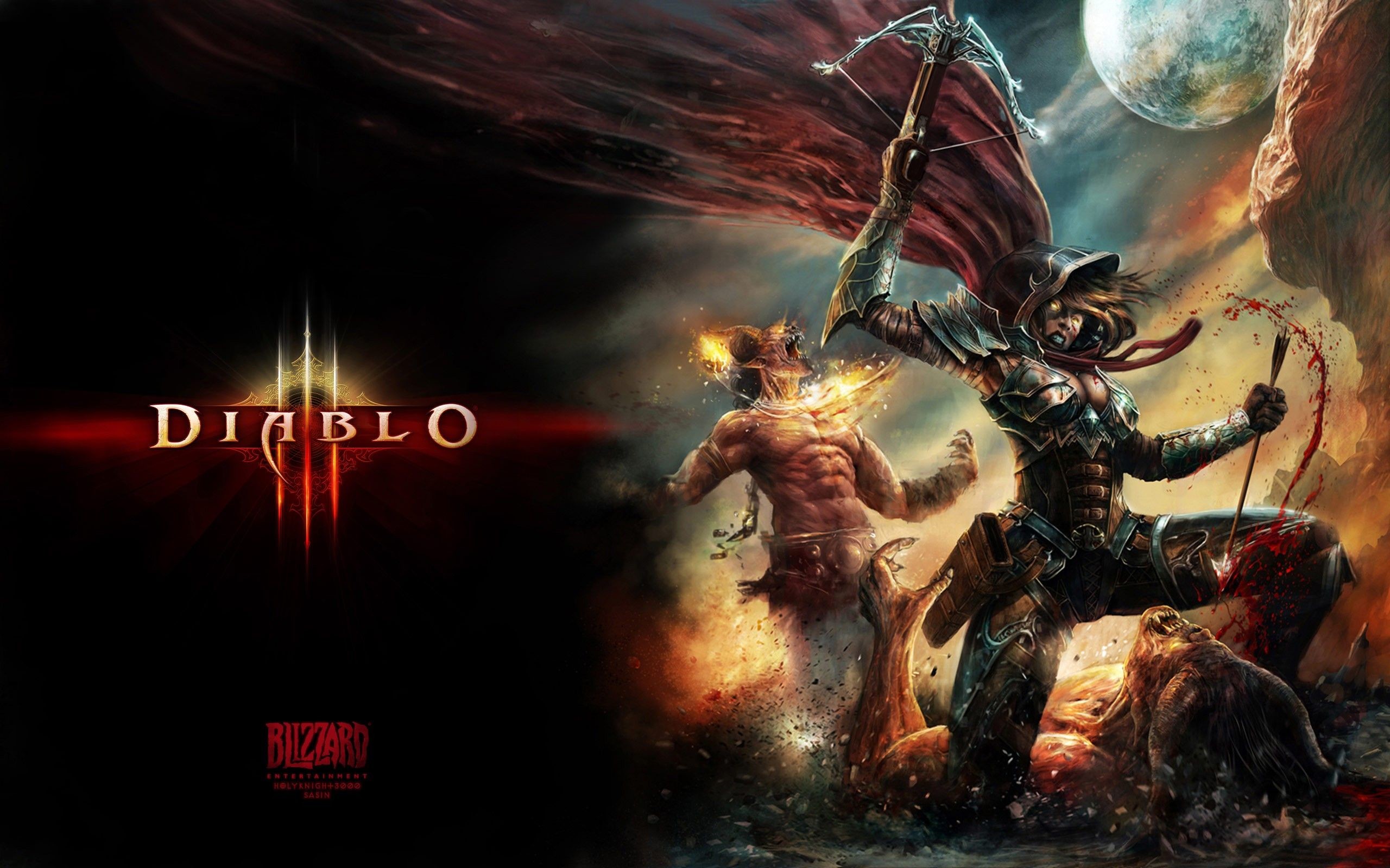 Cacciatore di demoni, Diablo III, Logo, Battaglia, 16:10 2K, sfondo widescreen