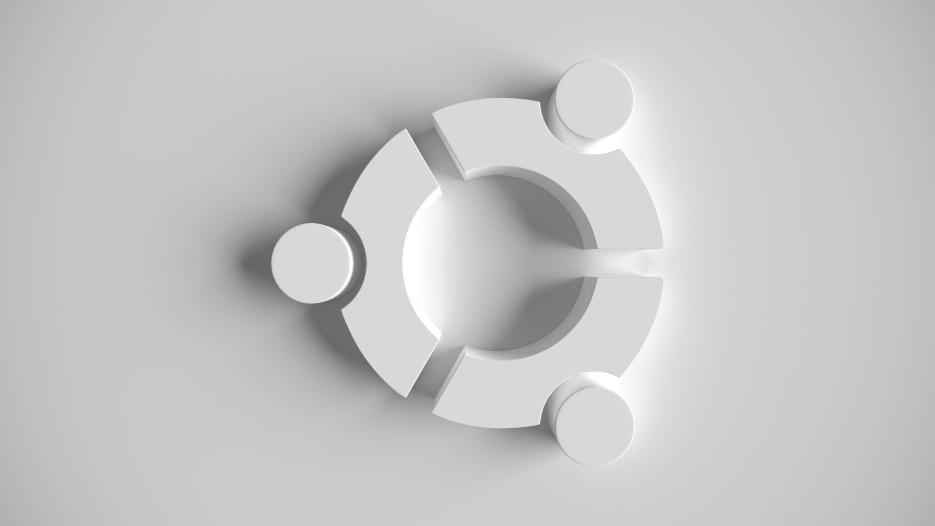 Logo Ubuntu, Linux, Rilievo 3D, Bianco, Minimalismo, Full HD 1080p, sfondo desktop