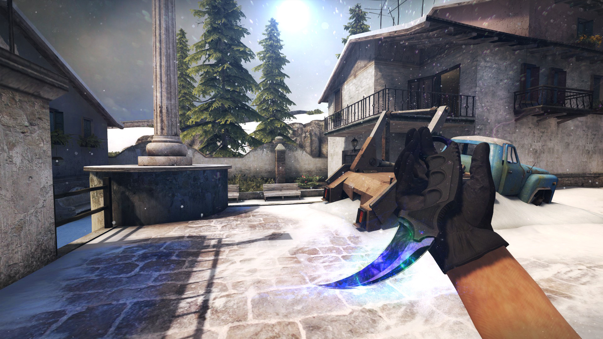 Karambit, CS:GO, Coltello, Mappa, Neve, Full HD, sfondo desktop