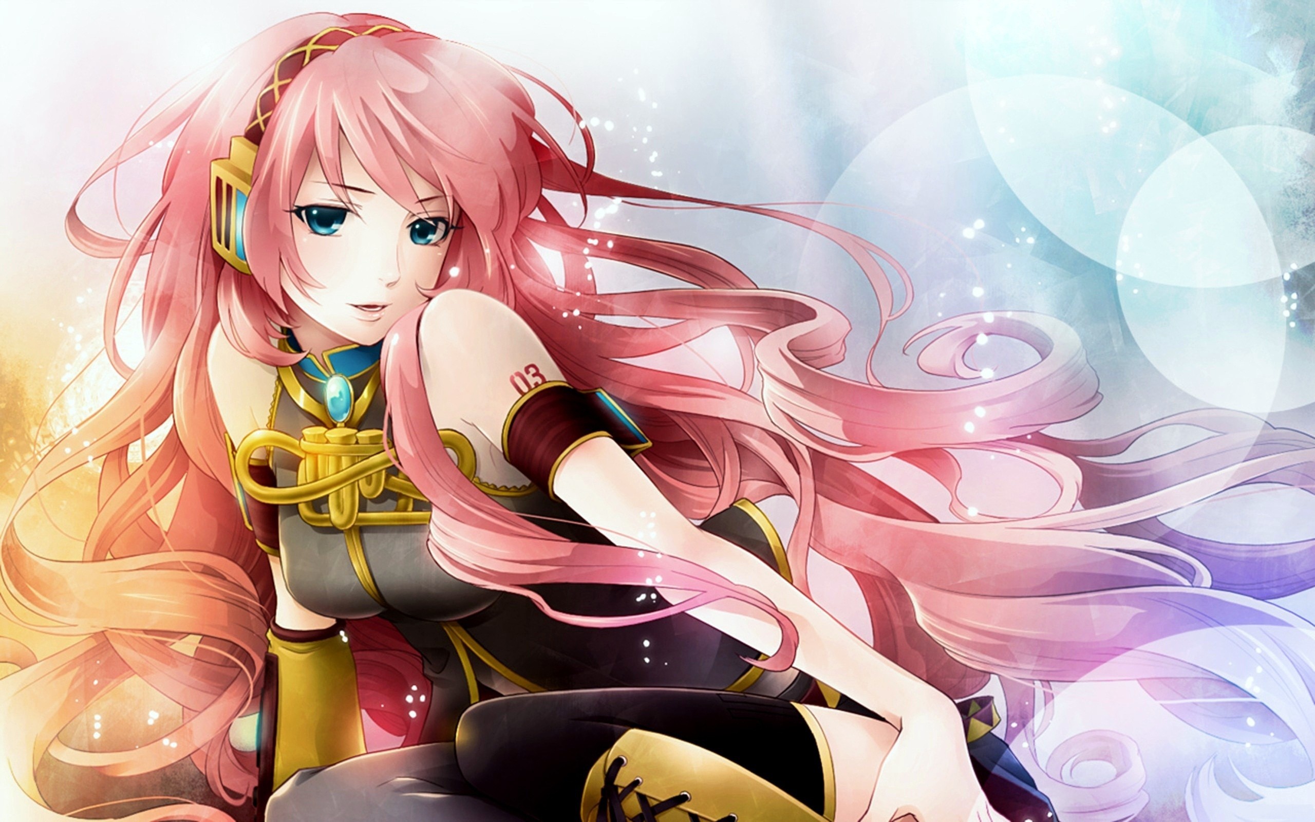 Megurine Luka, Vocaloid, Capelli rosa, Cuffie, 2K, sfondo Windows 11