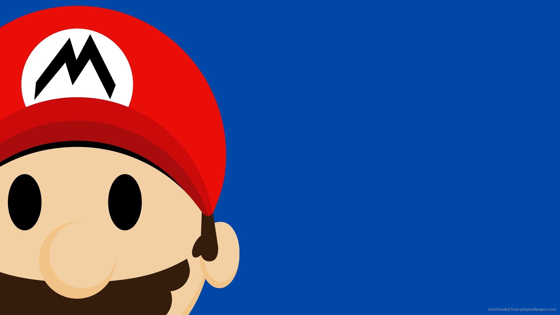 Mario, Minimalista, Cappello, Sfondo blu, 16:9 Full HD, wallpaper widescreen