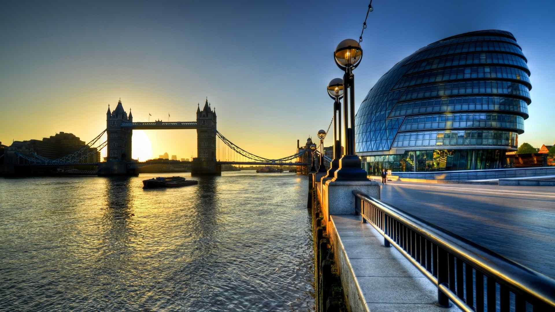Tower Bridge, City Hall, Londra, Tamigi, Tramonto, 1920x1080, immagine di sfondo