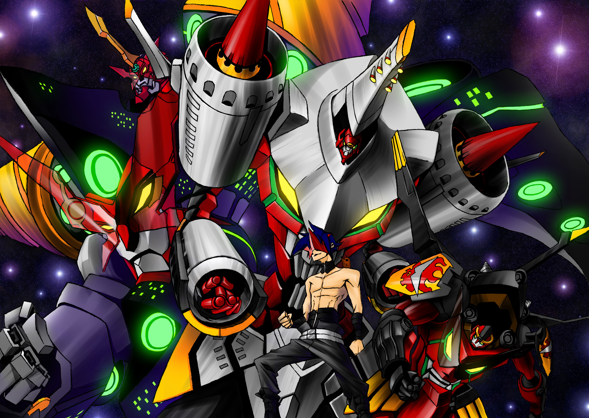 Gurren Lagann, Gunmen, Mecha, Spazio, Full HD, sfondo Windows 11