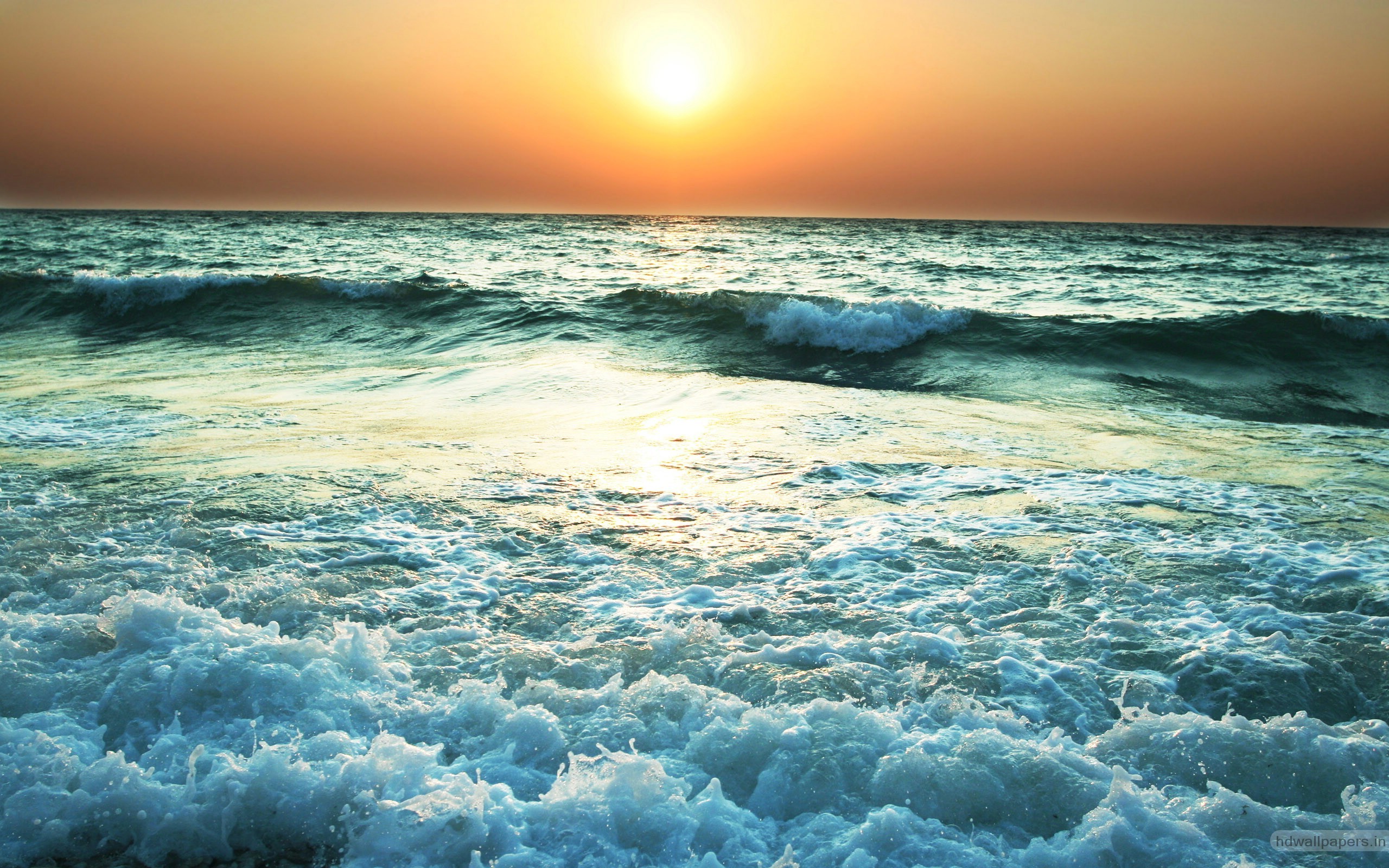 Mare, Onde, Tramonto, Schiuma, 2560x1600, immagine di sfondo